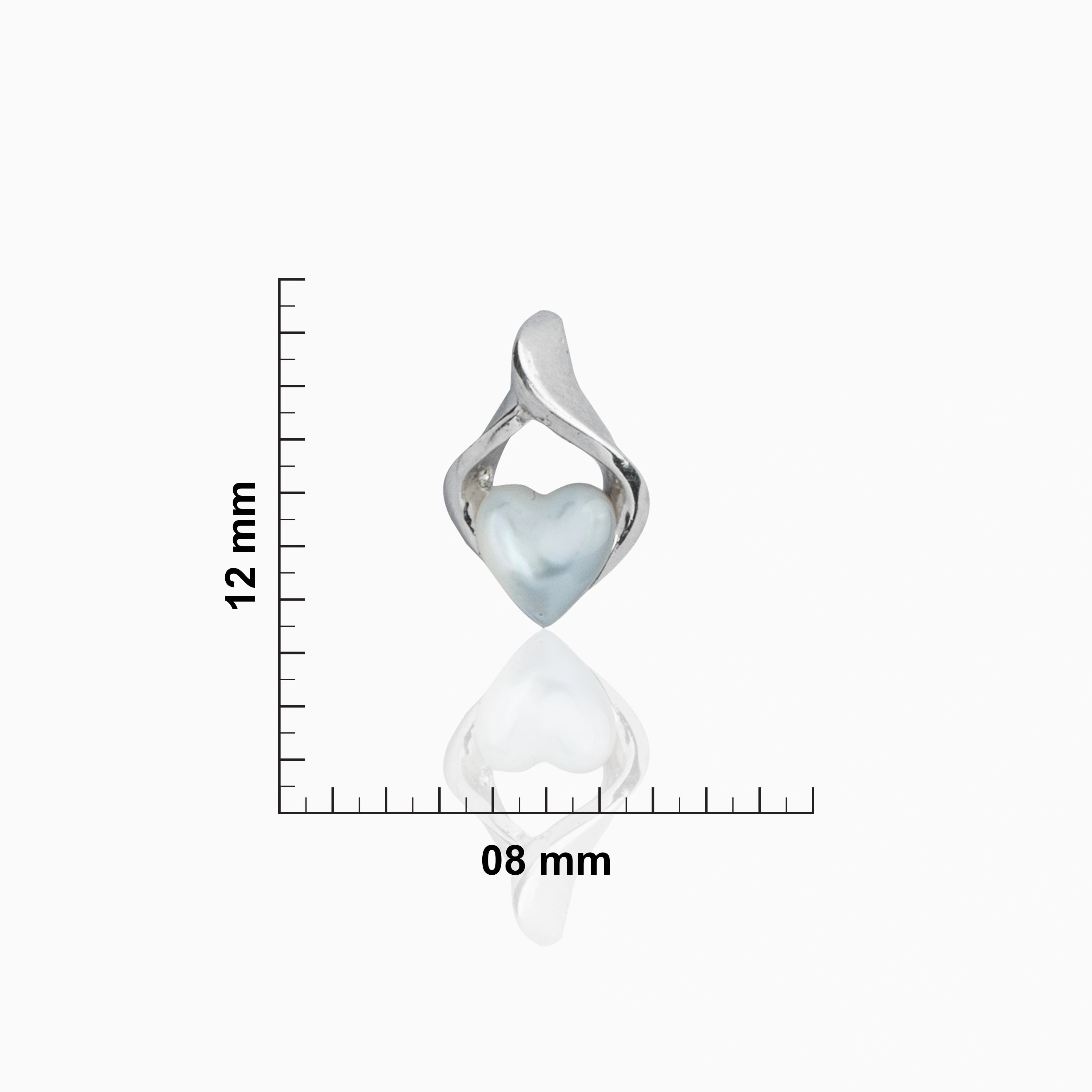 92.5 Sterling Silver Pearl Heart Stud  Earrings Ishna