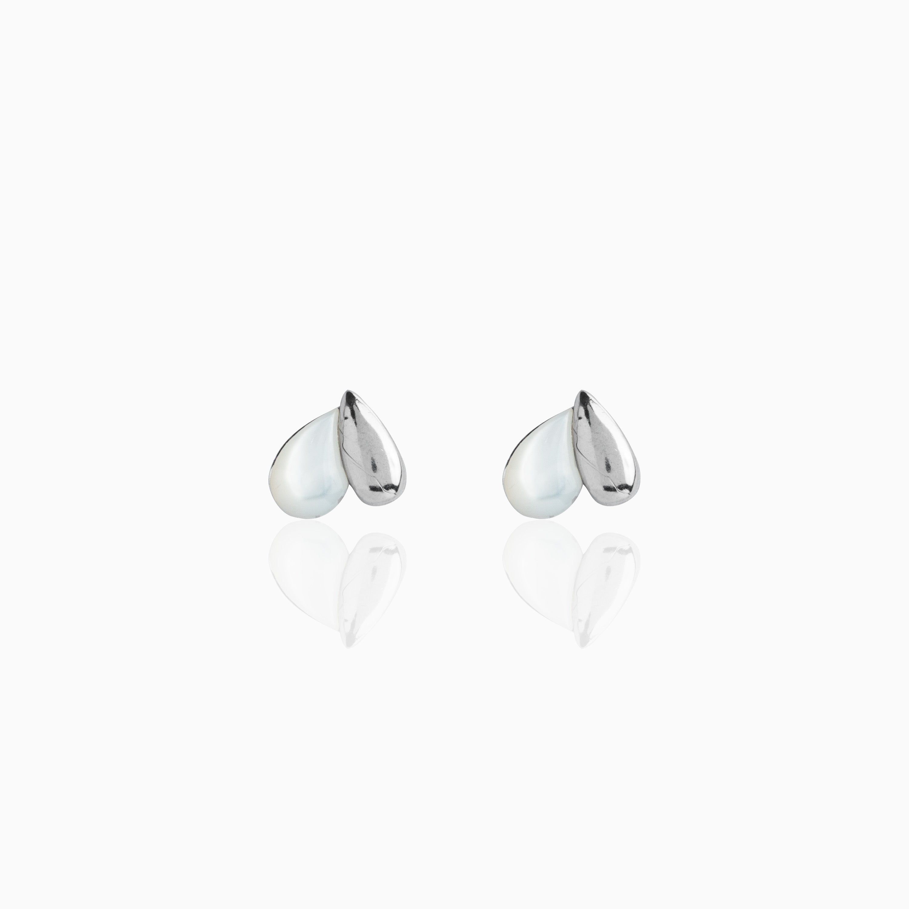 92.5 Sterling Silver Two-Tone Heart Stud