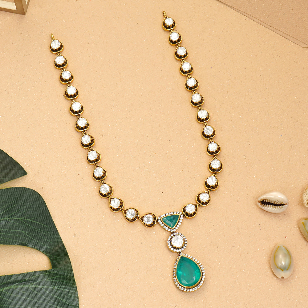 92.5 silver gold-plated necklace with studs