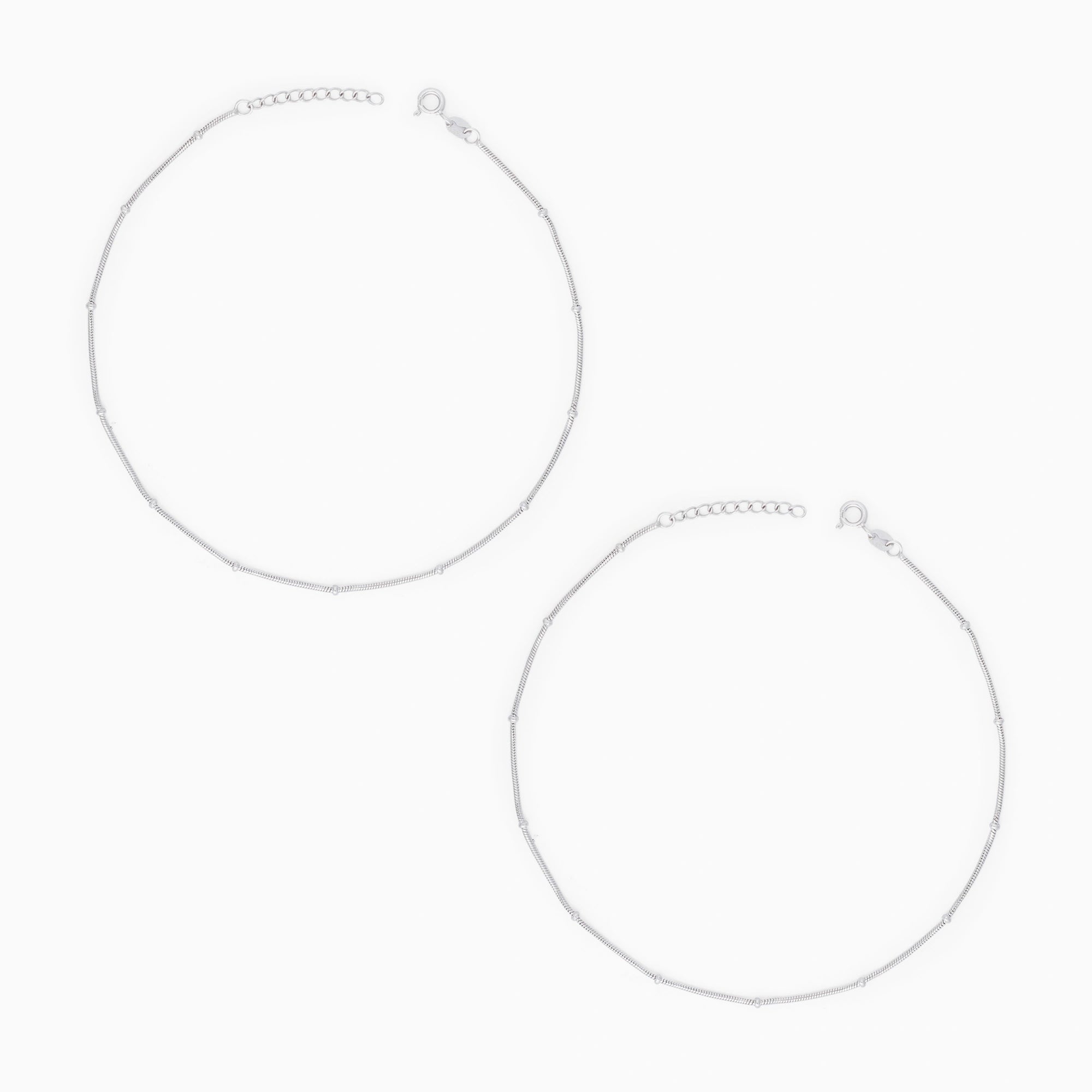925 Silver Beaded Anklet Ishna 