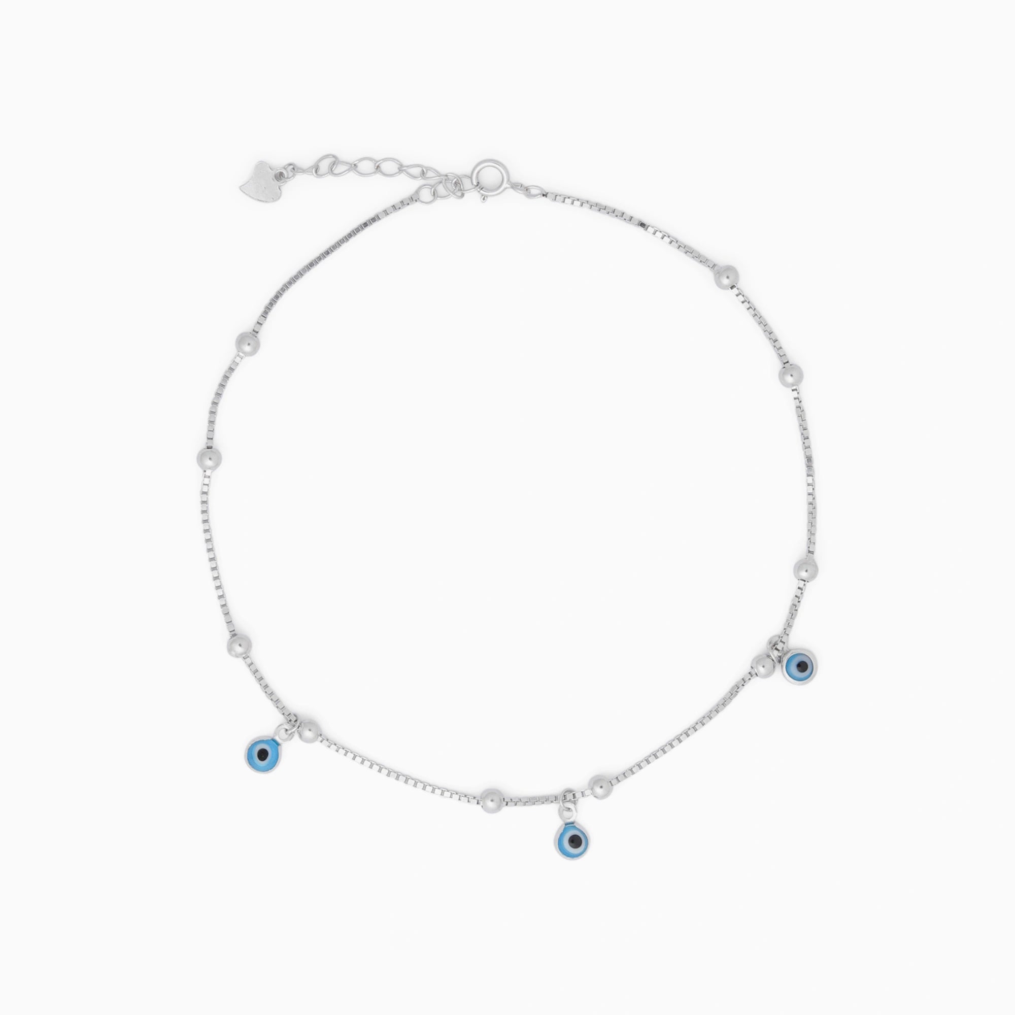 925 Silver Blue Nazar Eye Motif Anklet Ishna