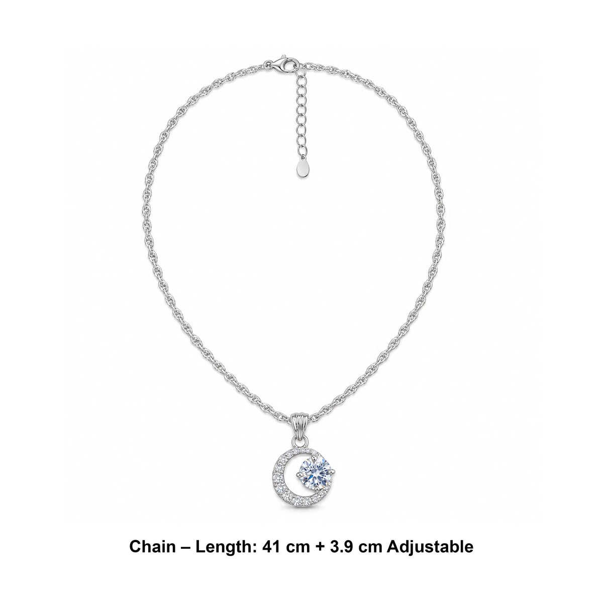 925 Silver Moon Motif  CZ Chain Ishna