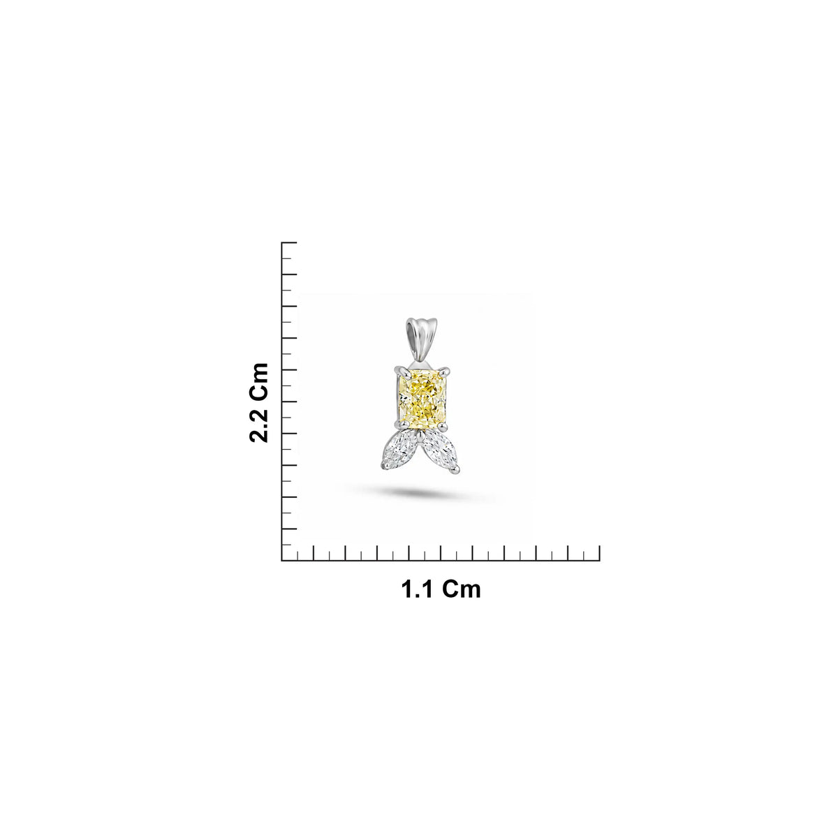925 Silver Yellow Radiant CZ stone Pendant Chain Ishna