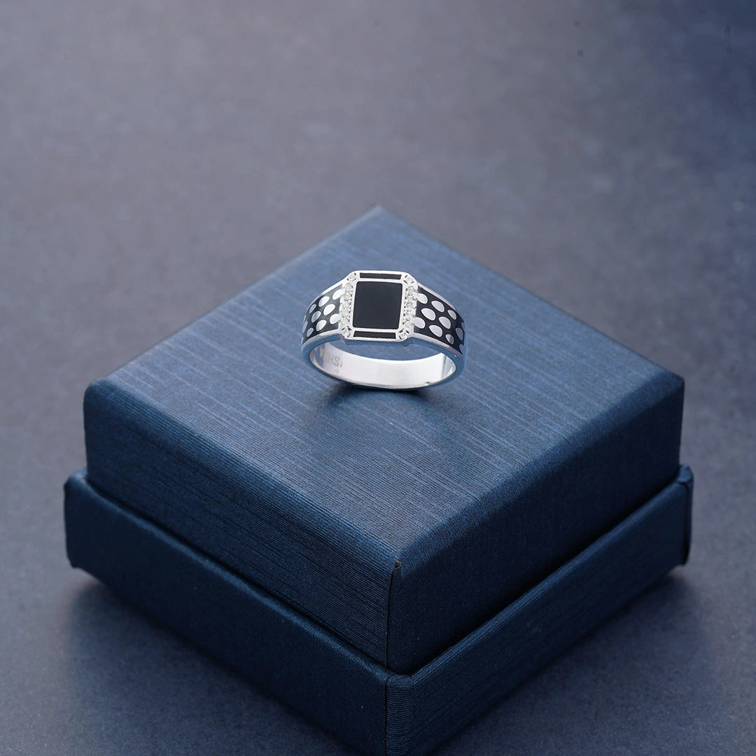 925 Sterling Silver Black Signet Ring