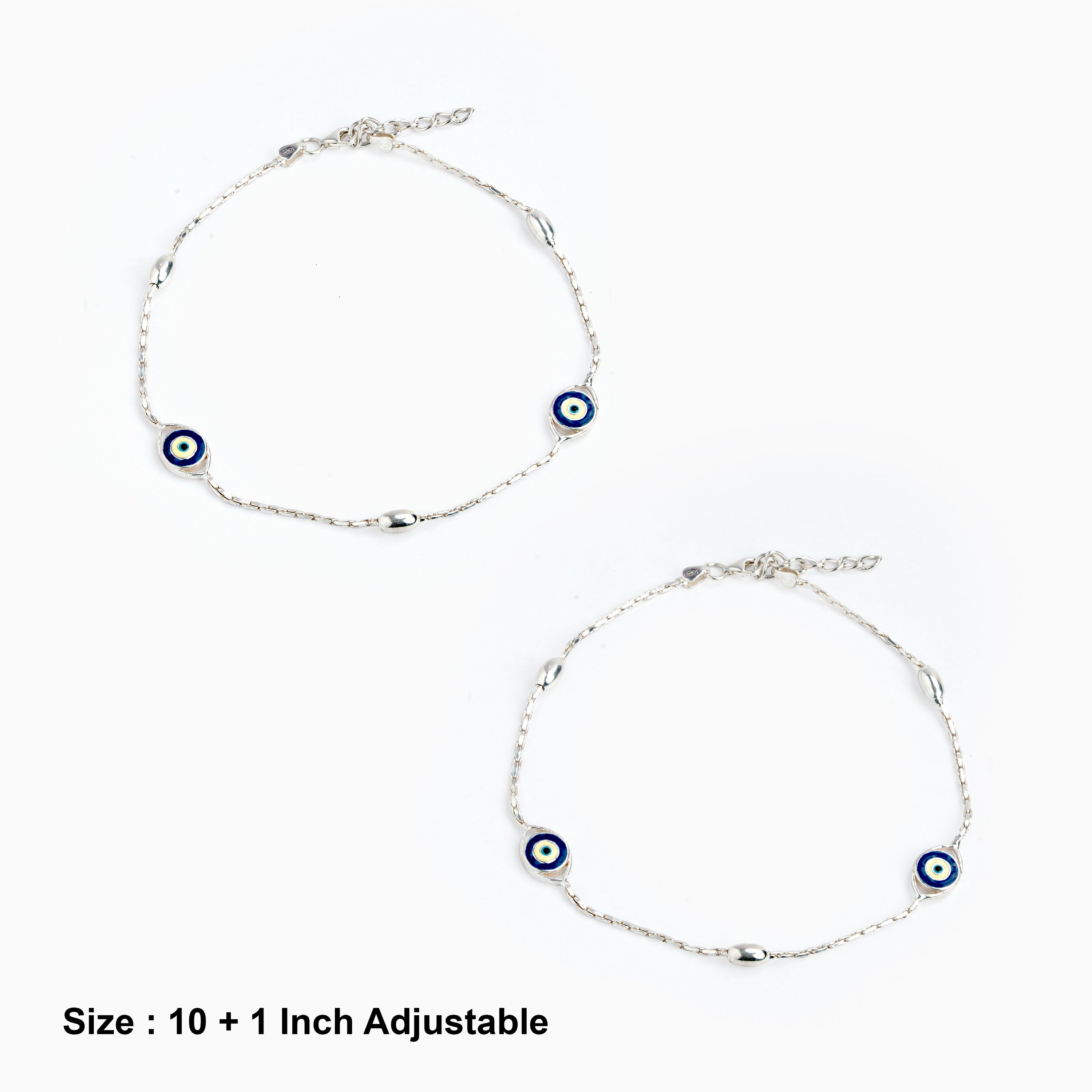 925 Sterling Silver Evil Eye Motif Anklet Ishna