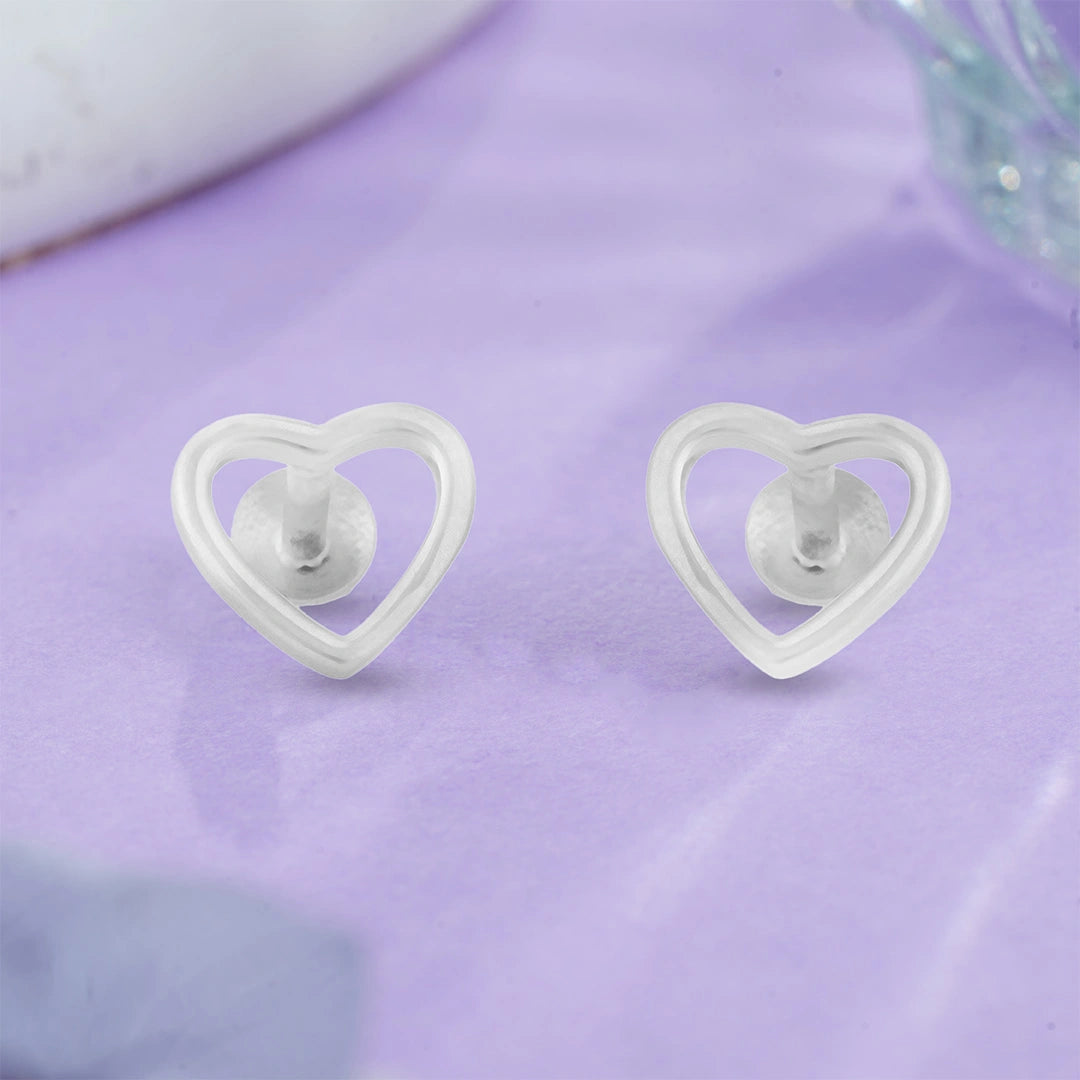925 Sterling Silver Heart Shaped Studs Ishna