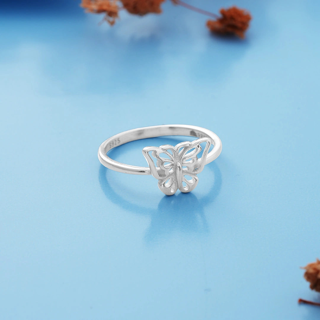 925 Sterling Silver Open Butterfly Motif Ring Ishna