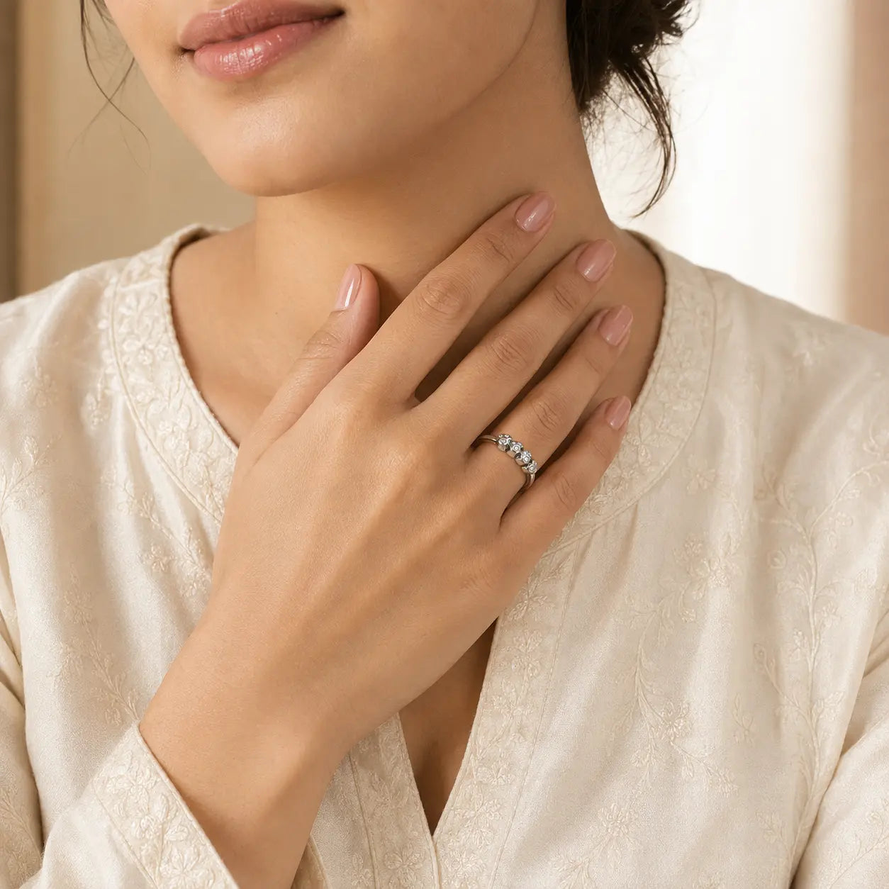 925 Sterling Silver Pave Cluster Ring Ishna