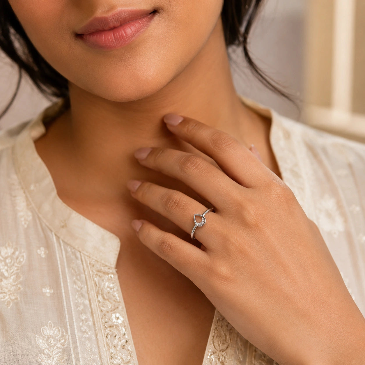 925 Sterling Silver Teardrop Ring Ishna