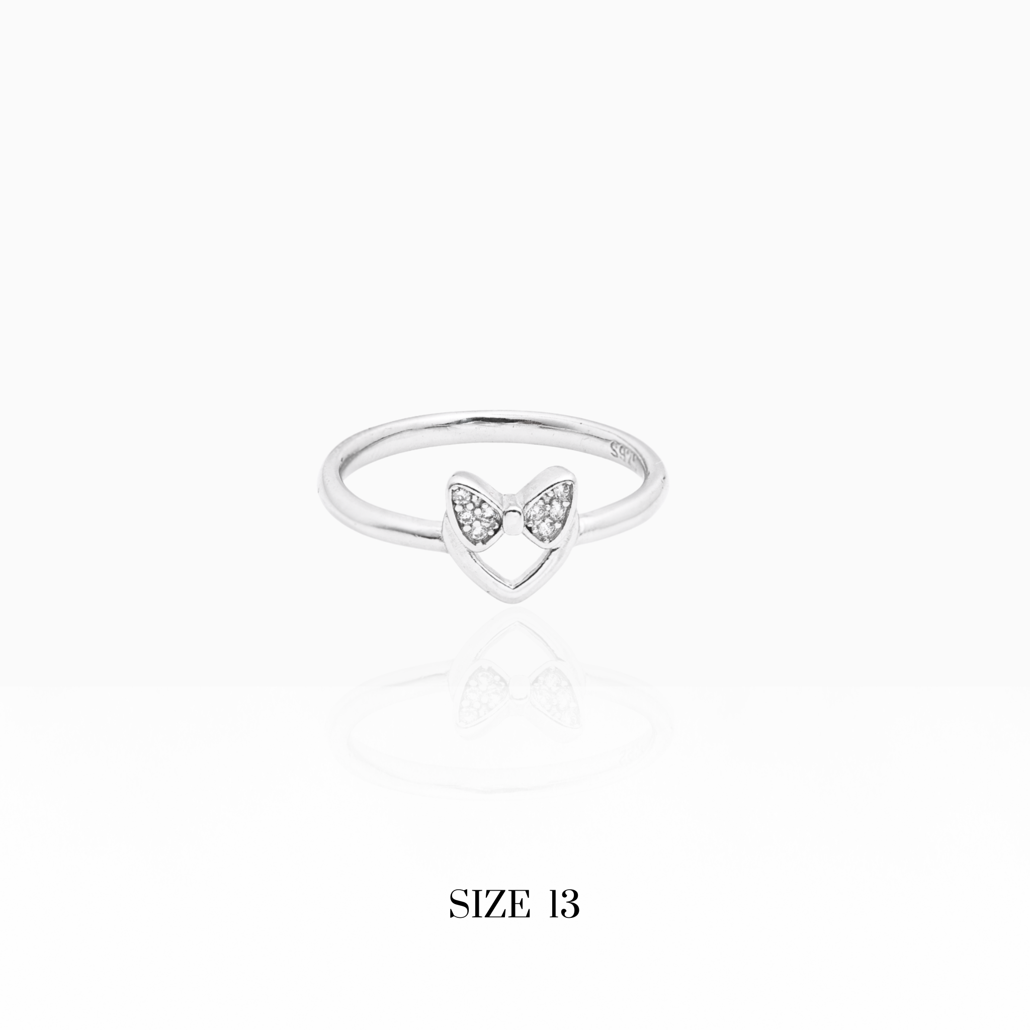 925 silver bow heart ring