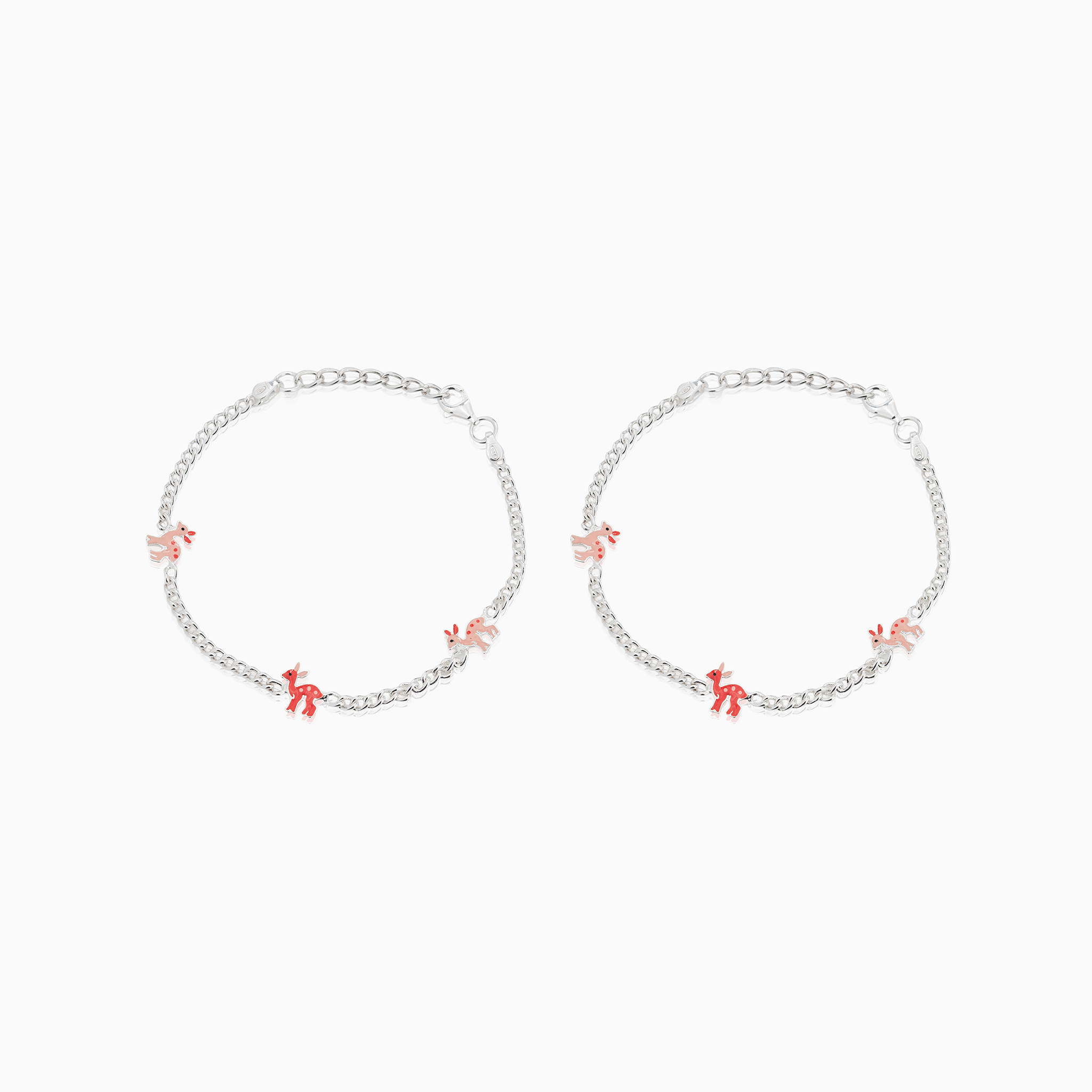 925 silver deer charm anklet