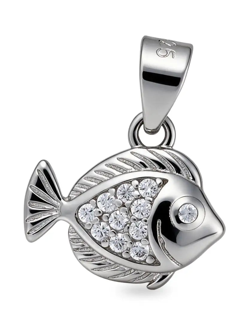 925 silver detailed fish jewellery pendant