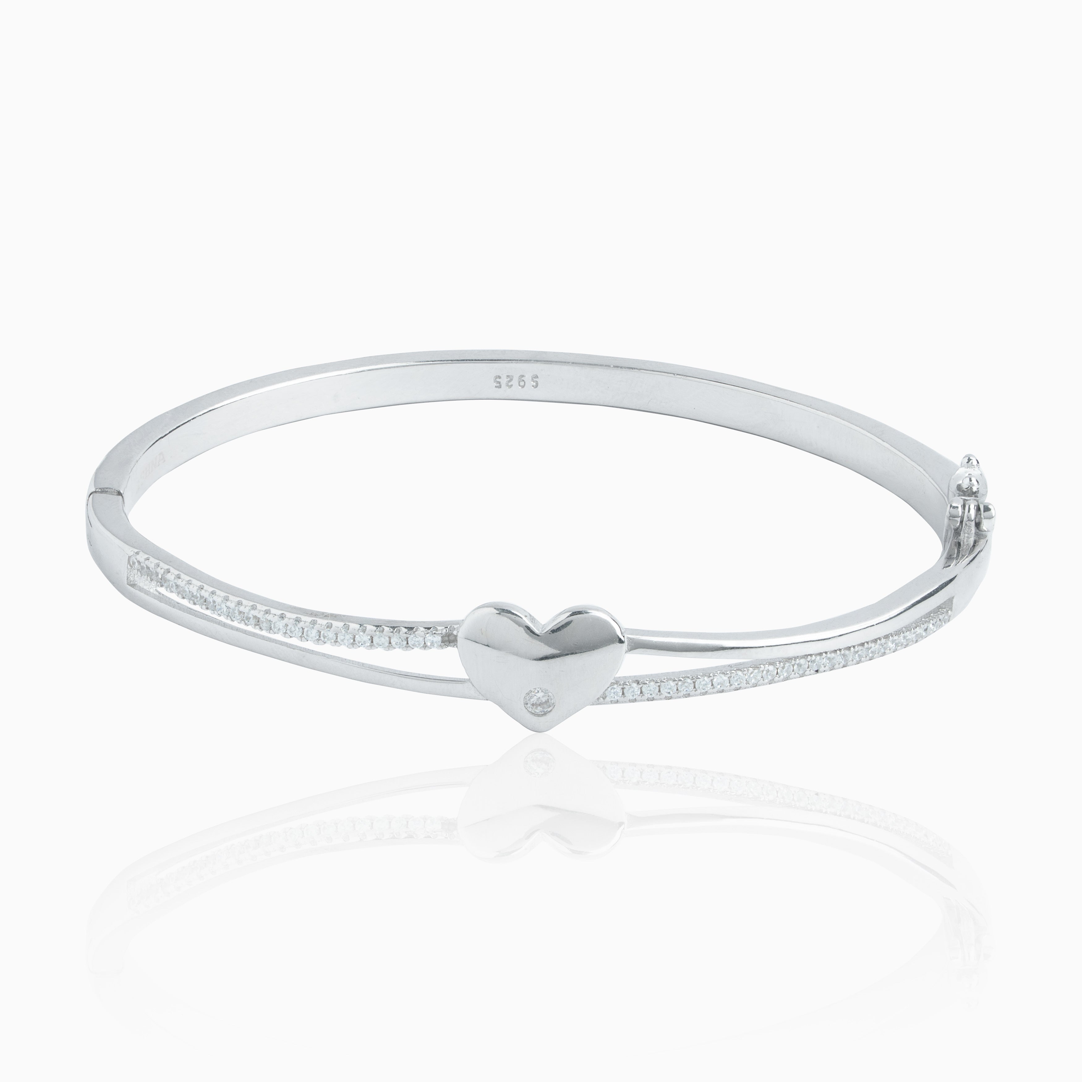 925 silver heart bracelet with crystal detailing