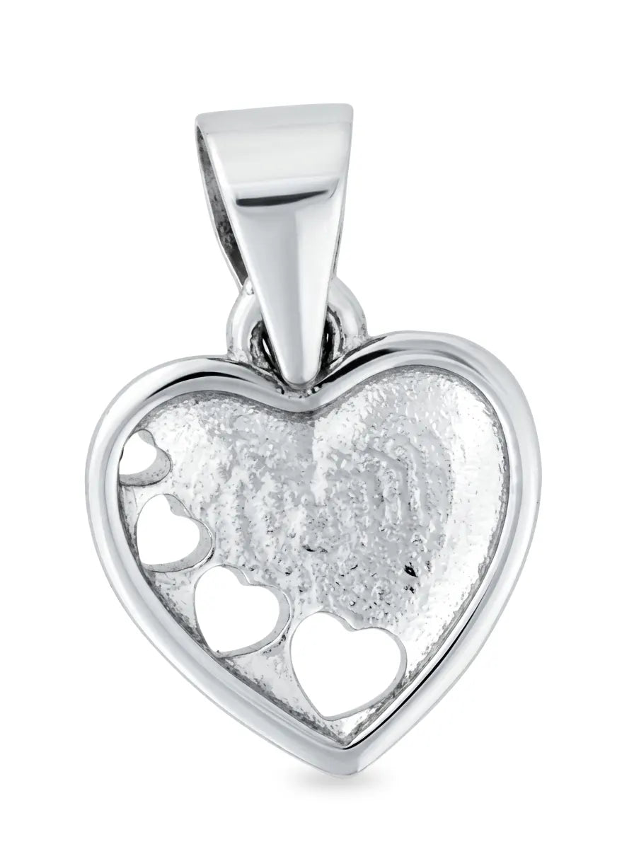 925 silver heart pendant with heart cutouts