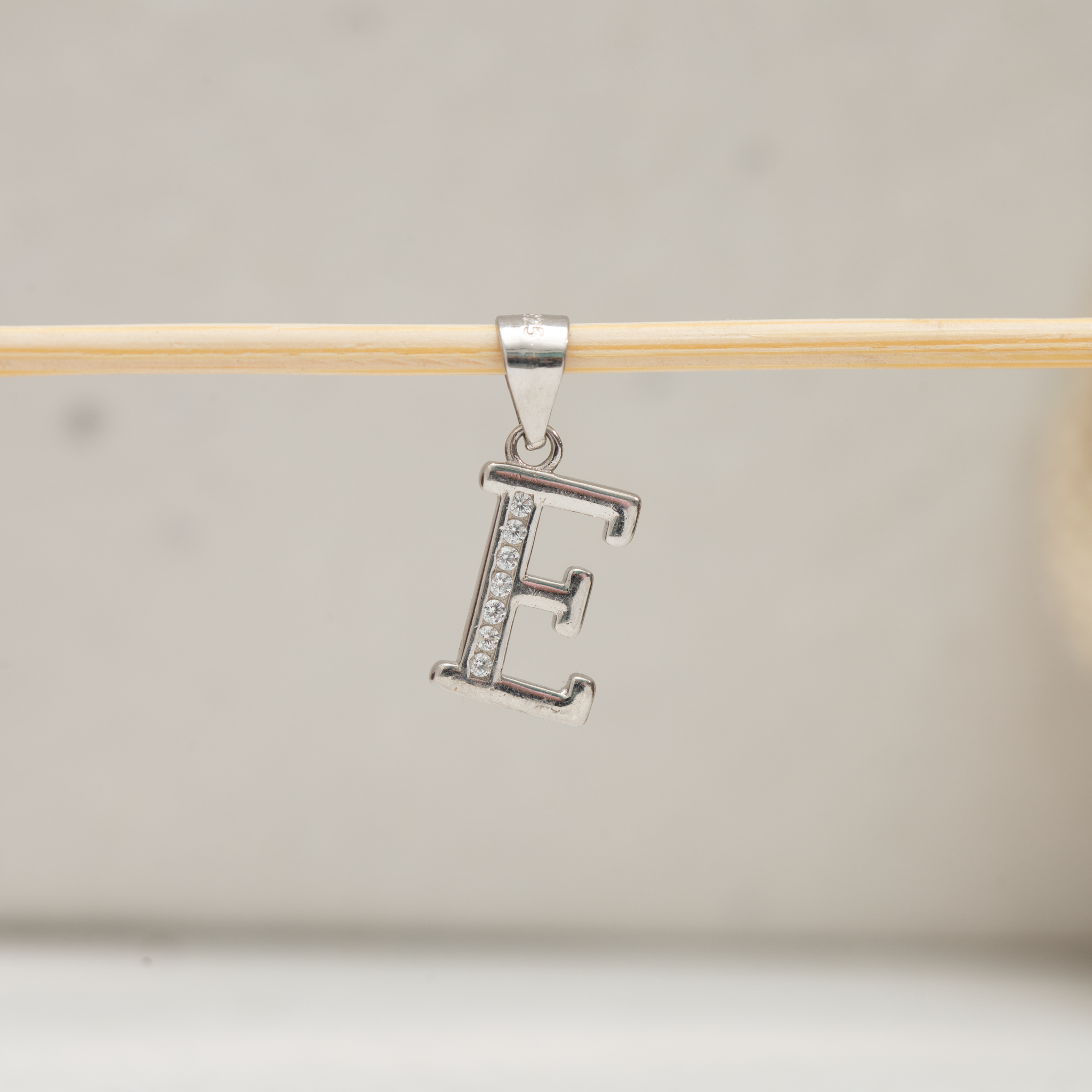 925 sterling silver E pendant 