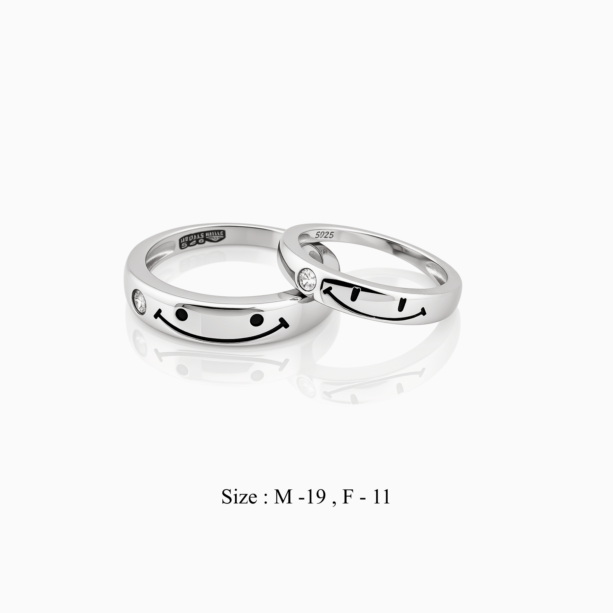 925 sterling silver Slimily couple rings