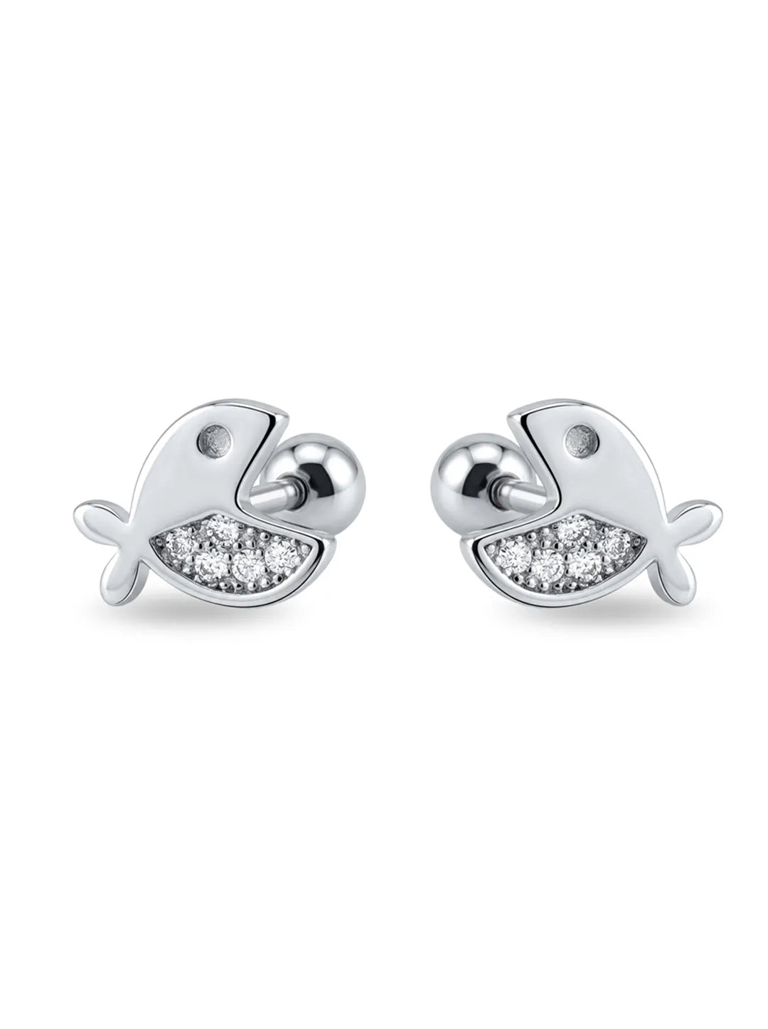 925 sterling silver fish stud earrings