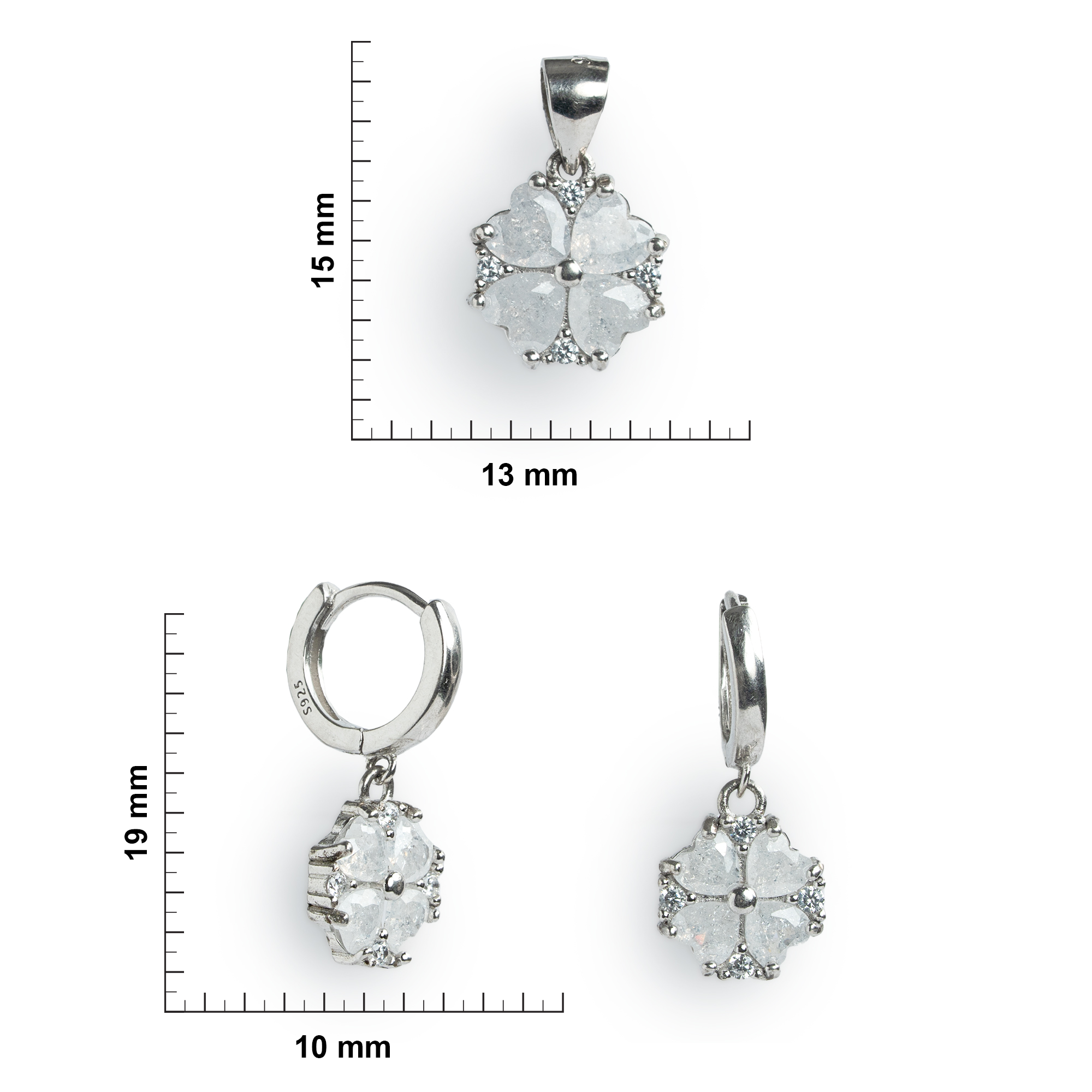 925 sterling silver flower earrings
