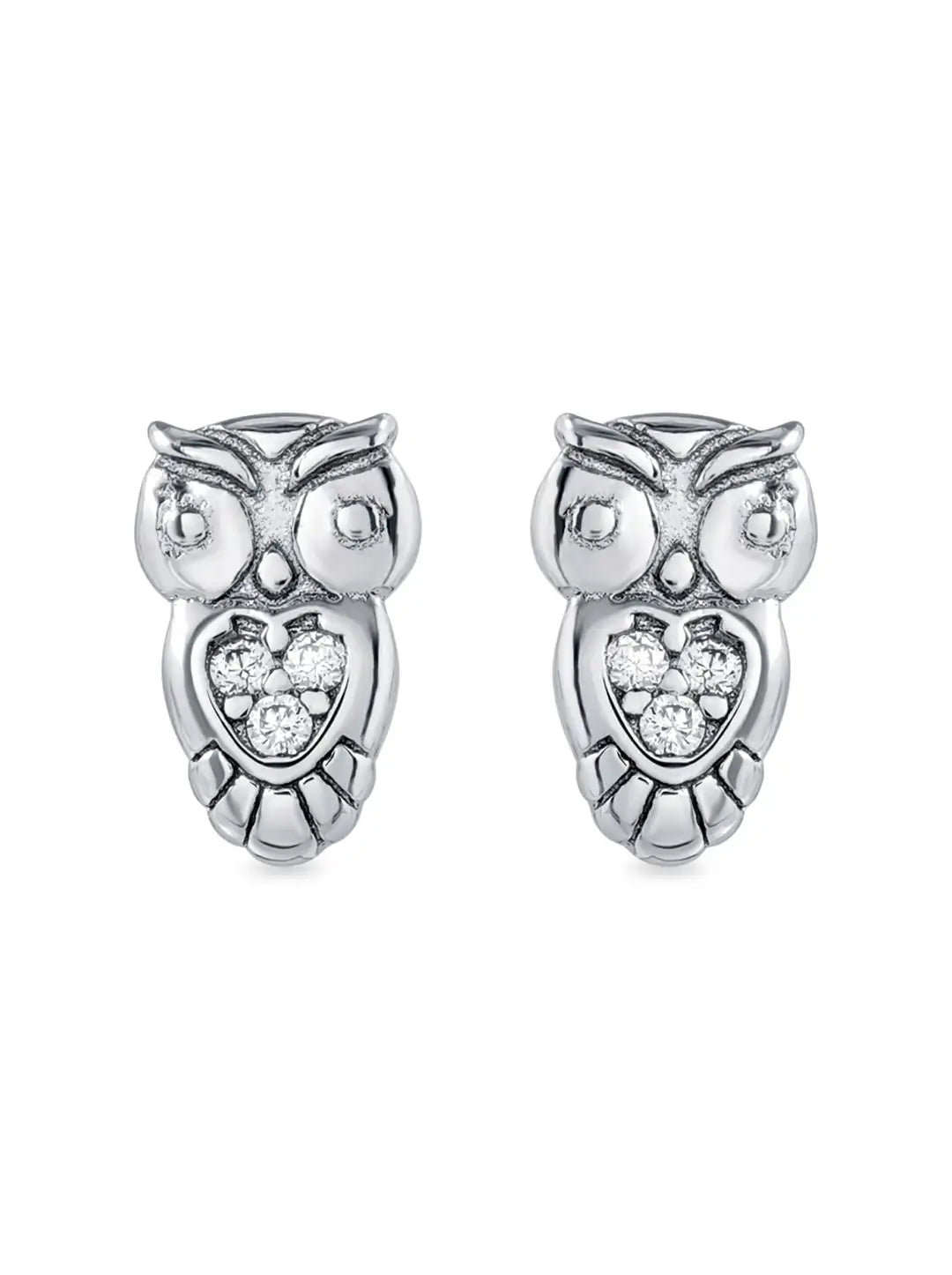 925 sterling silver owl stud earrings