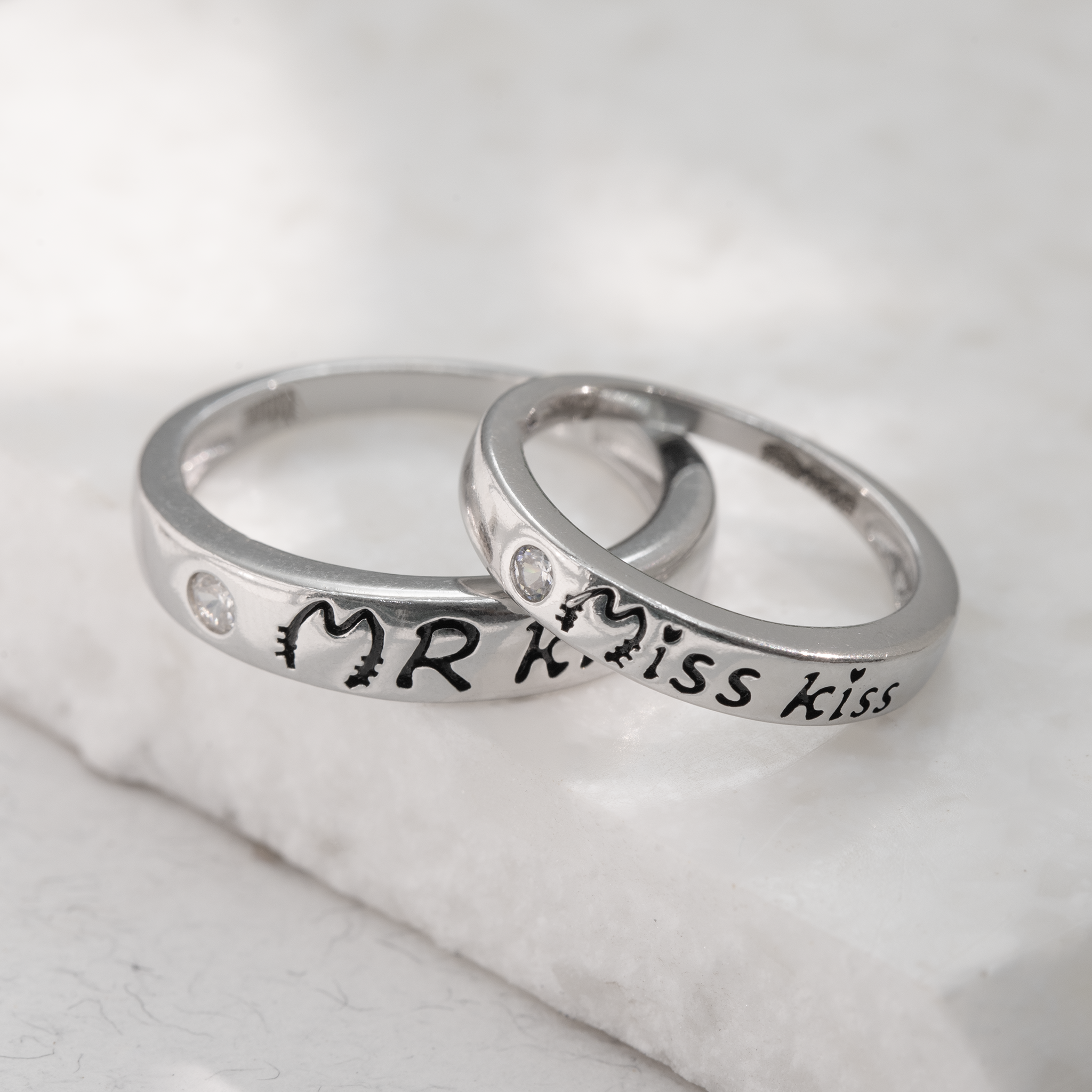 925 sterling silver wedding couple rings