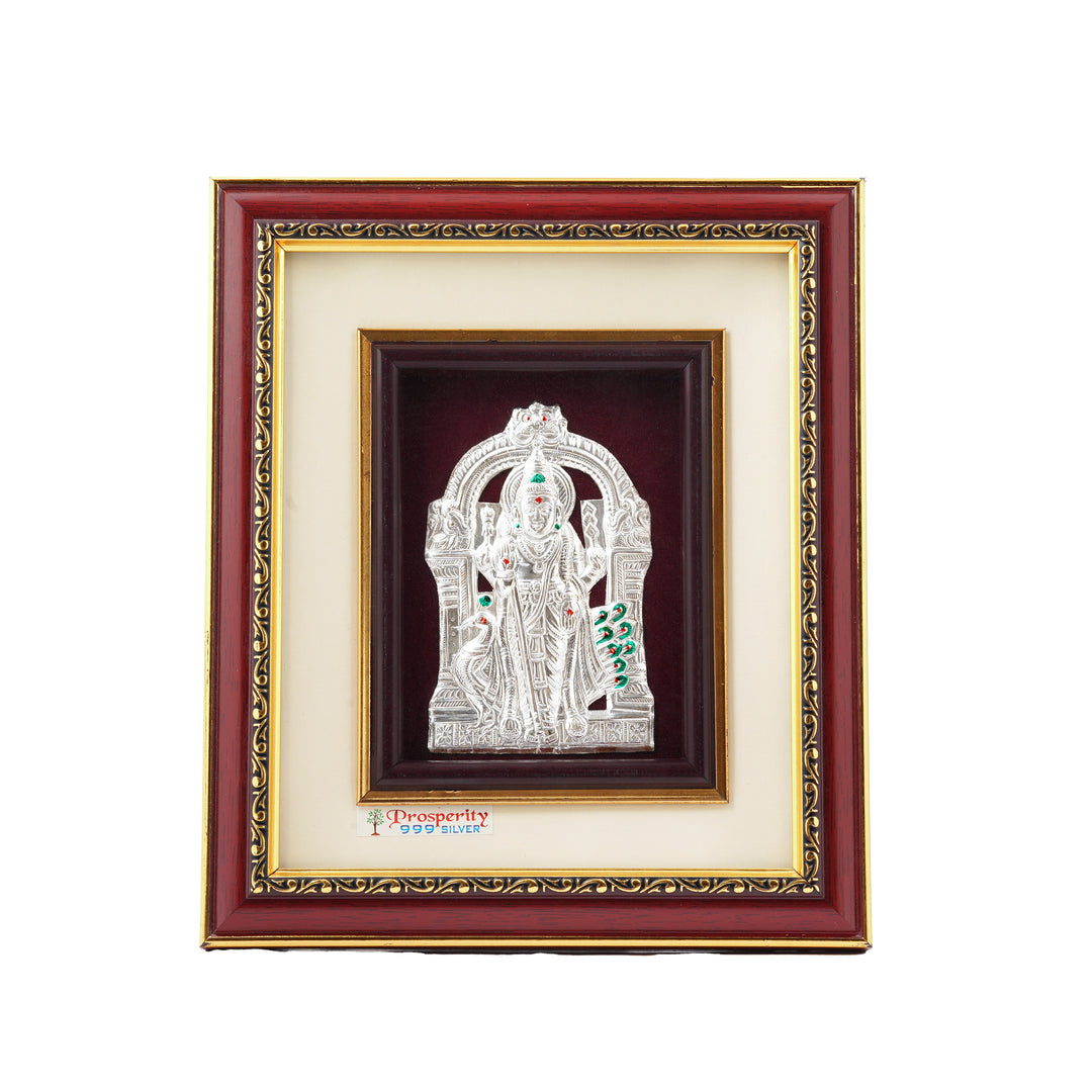 999 Silver Murugan Frame for Home Temple