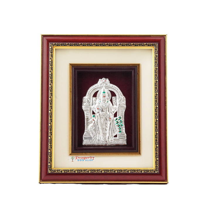 999 Silver Murugan Frame for Home Temple