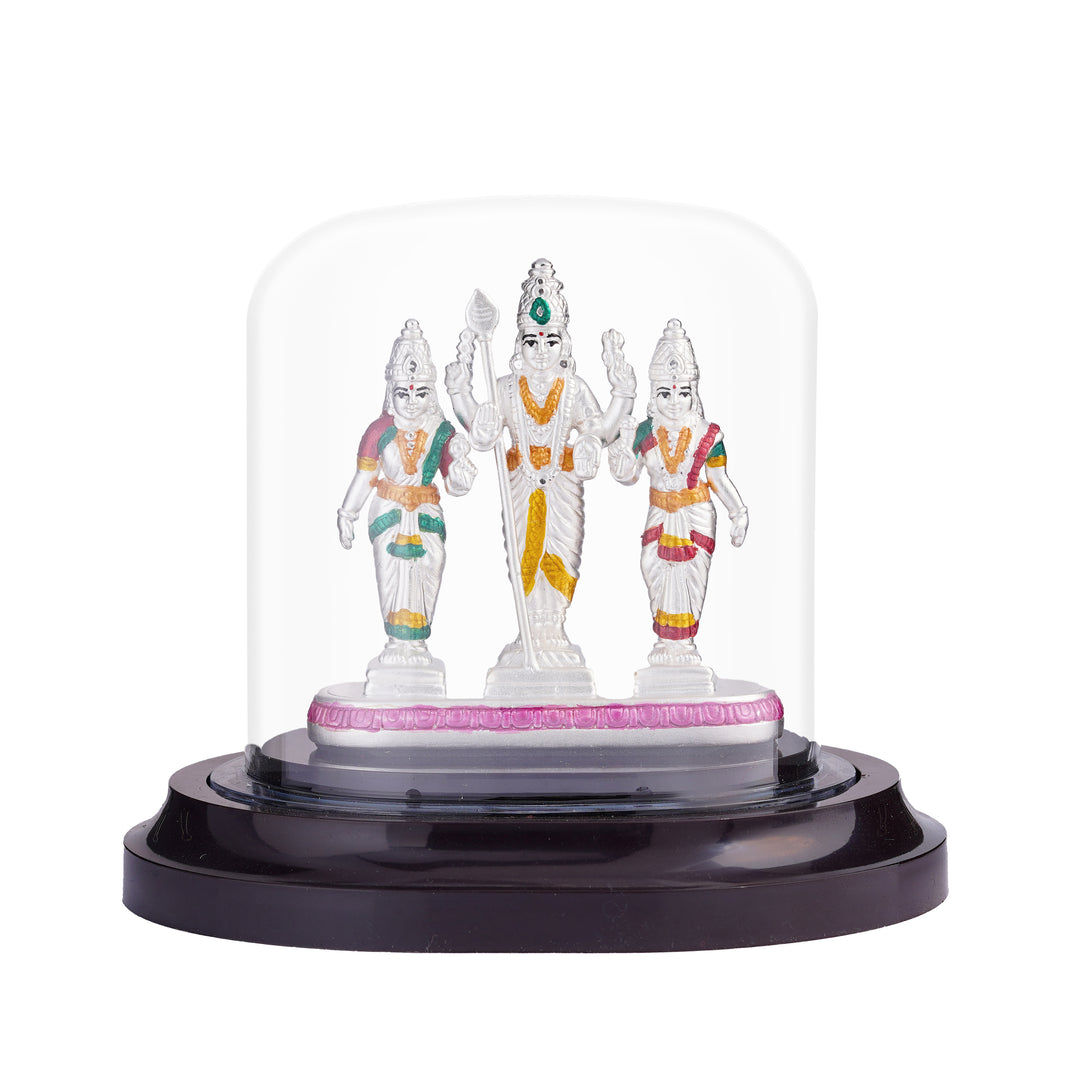 999 Silver Murugan Valli Dheivanai Idol Set in Glass Case