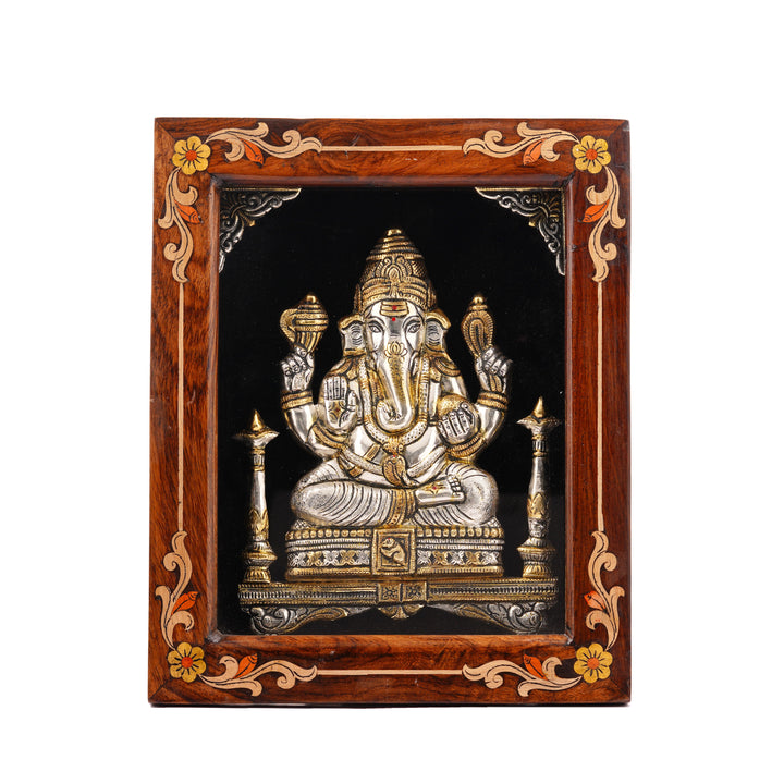999 Silver Vinayakar Enamel Frame for Home Décor