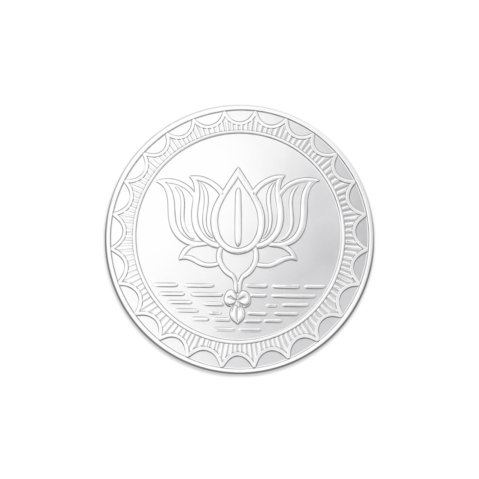 999 silver coin engraved in lotus floral design Ishna
