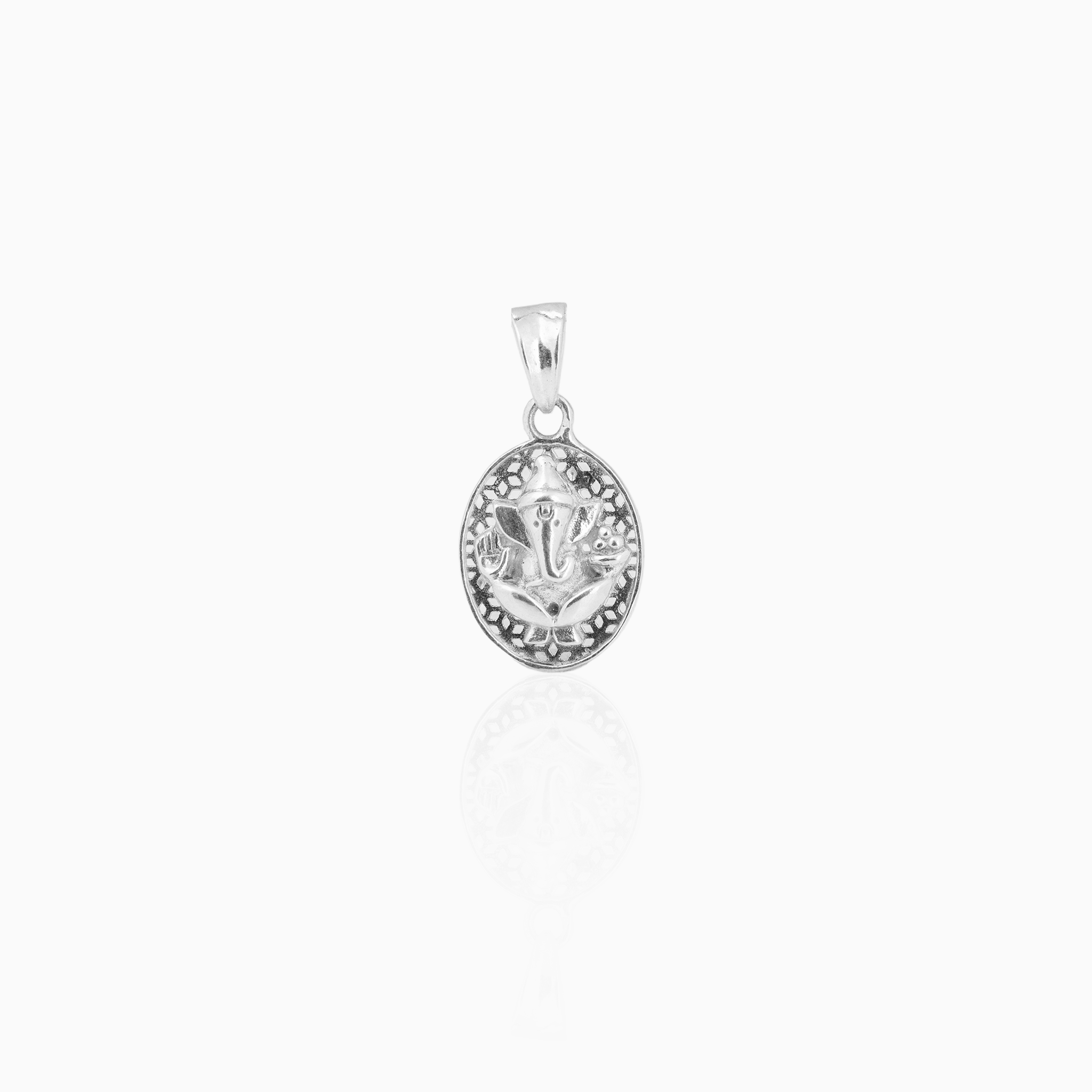 Oval-Shaped Ganesha Sterling Silver Pendant