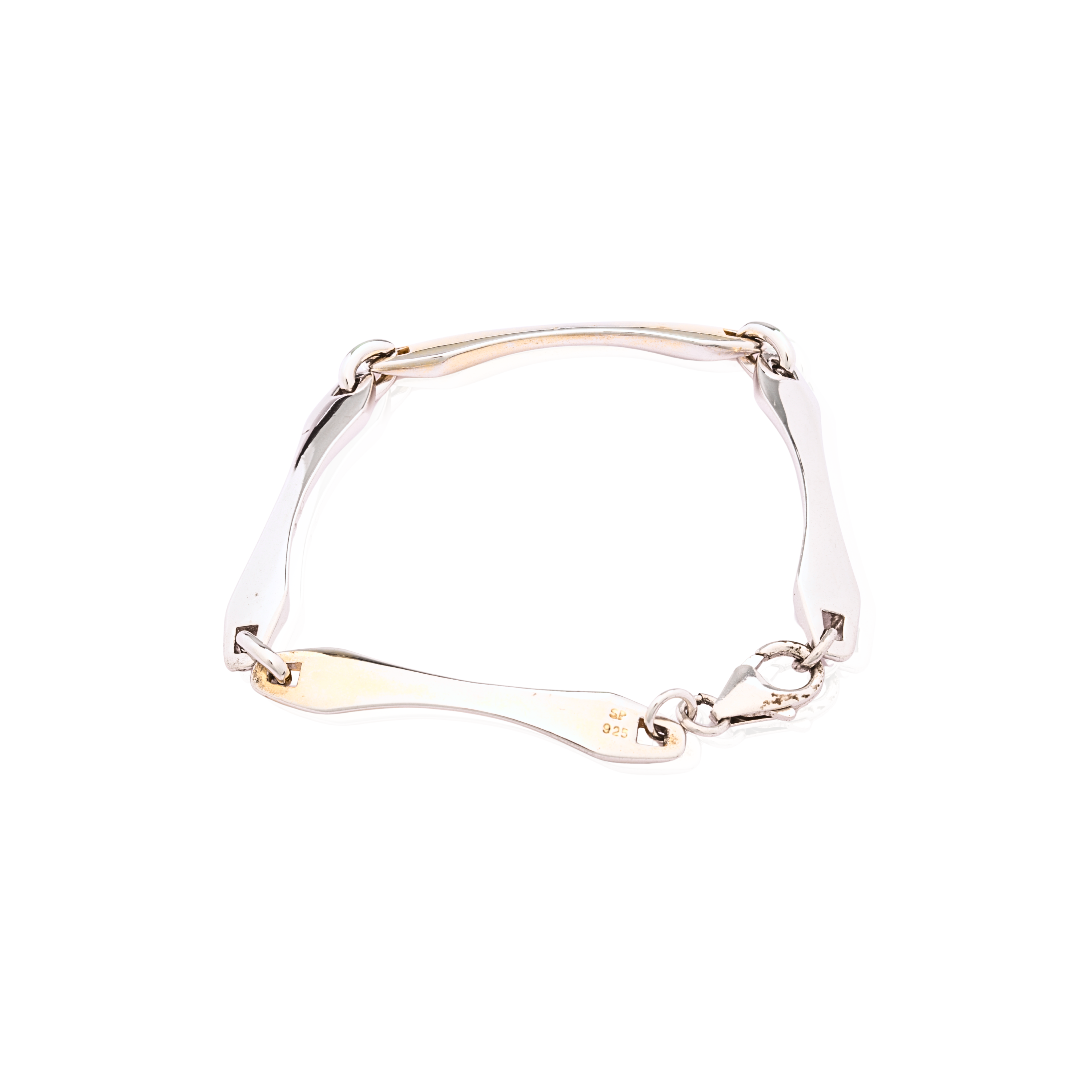Abstract link sterling silver bracelet