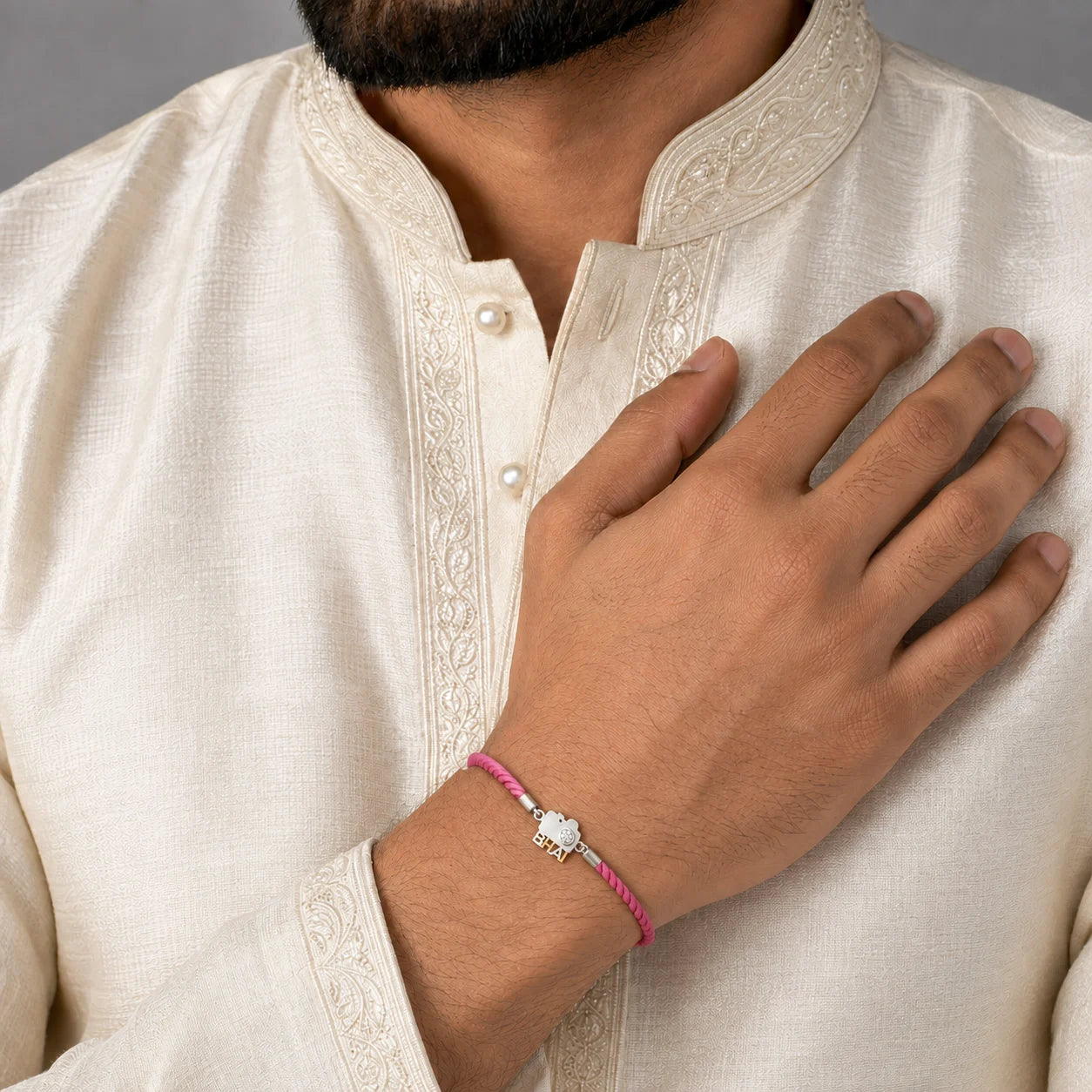 Adjustable 925 Silver BHAI with camera Rakhi