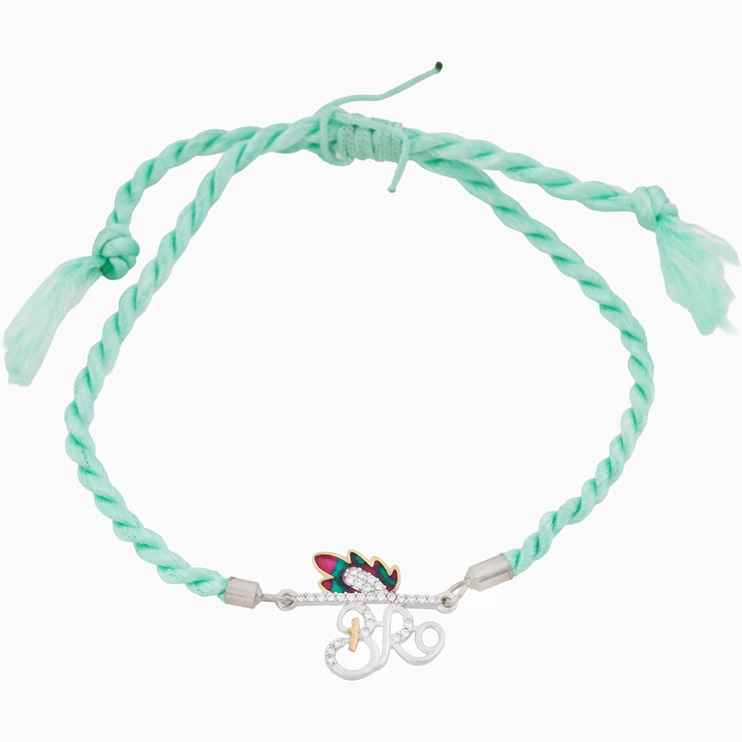 Adjustable 925 Silver BR with CZ stone Rakhi