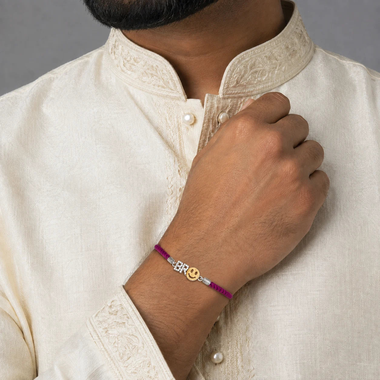 Adjustable 925 Silver BR with Smiley Charm Rakhi