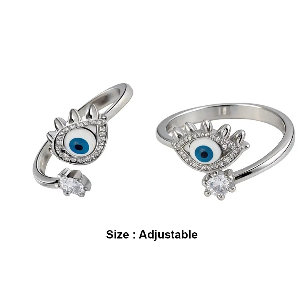 Adjustable 925 silver evil eye toe rings