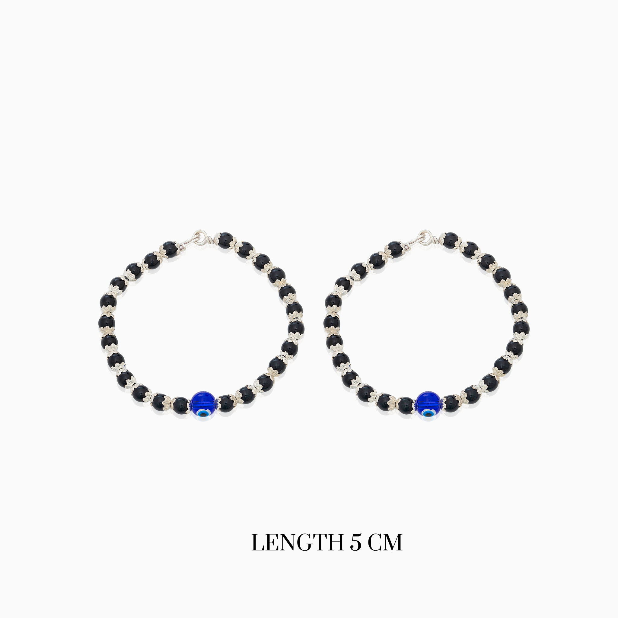 Adjustable black bead evil eye anklet
