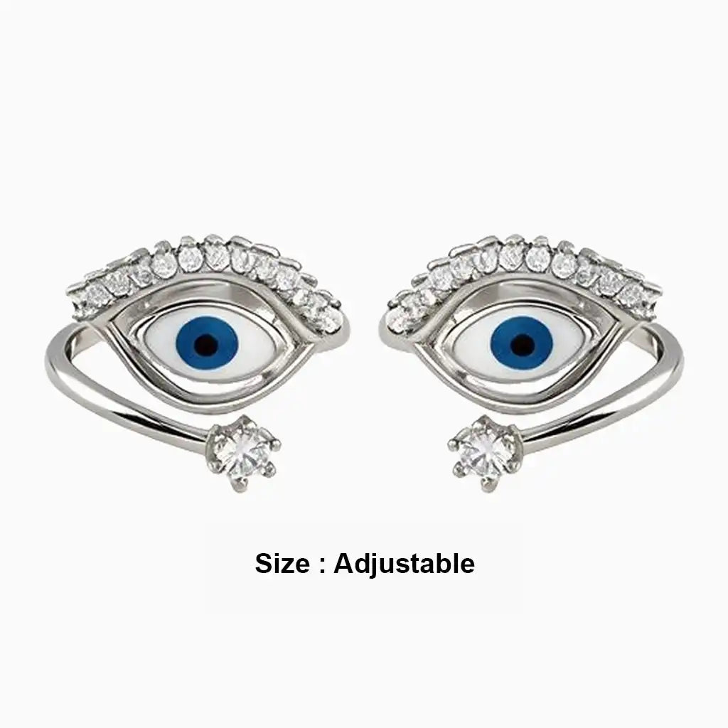 Adjustable blue evil eye toe rings in sterling silver 