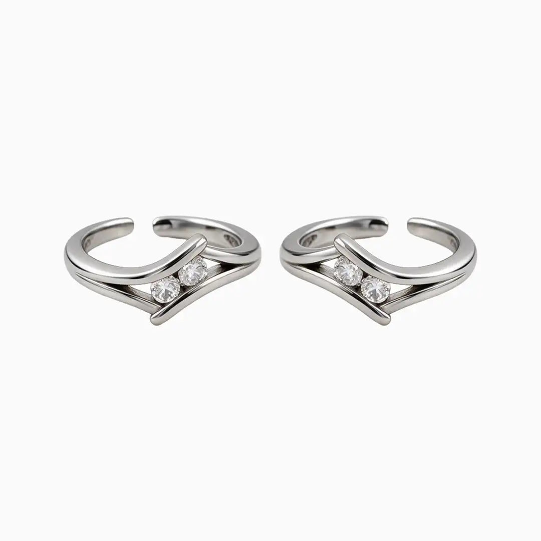 Adjustable crystal toe rings for women