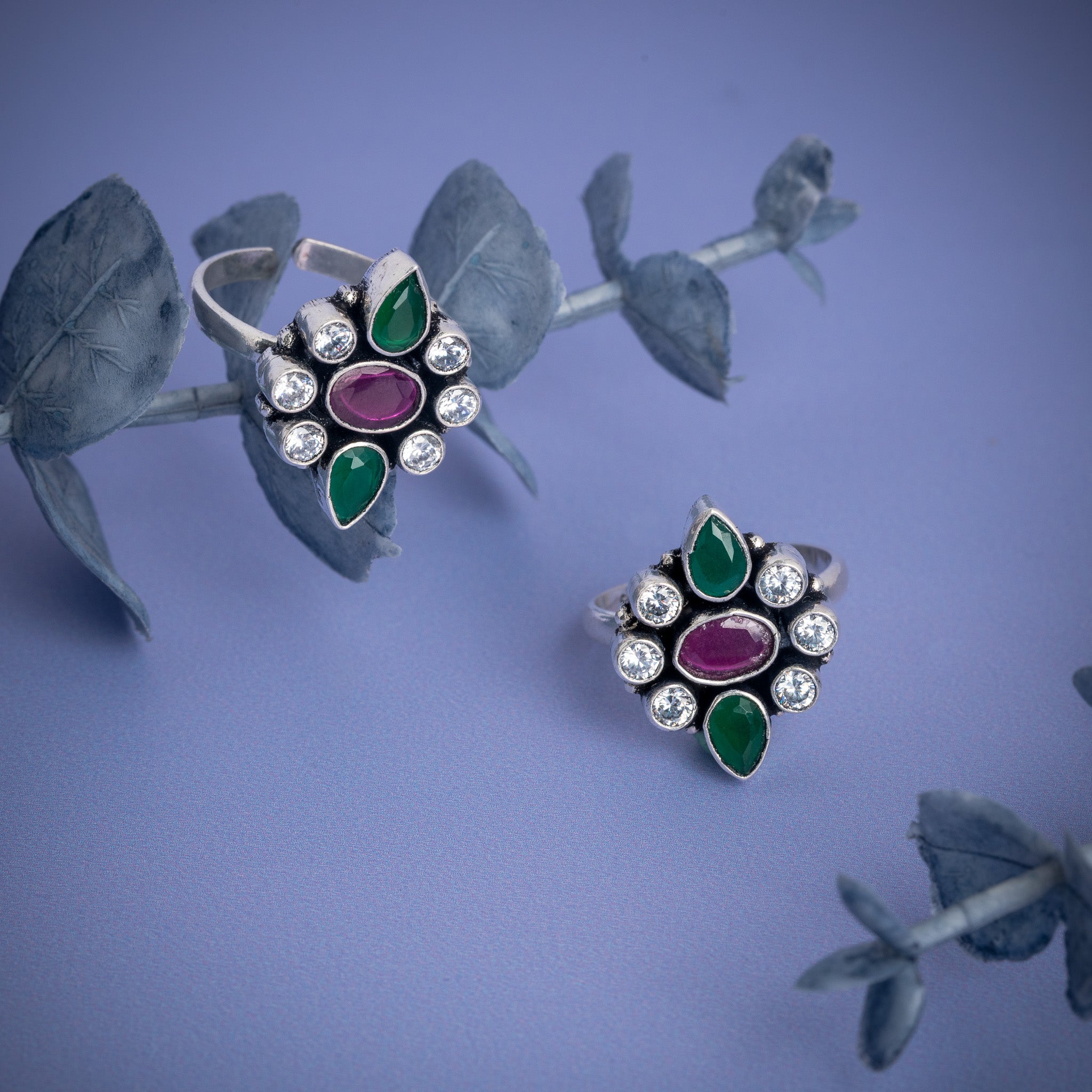 Adjustable oxidised silver toe ring