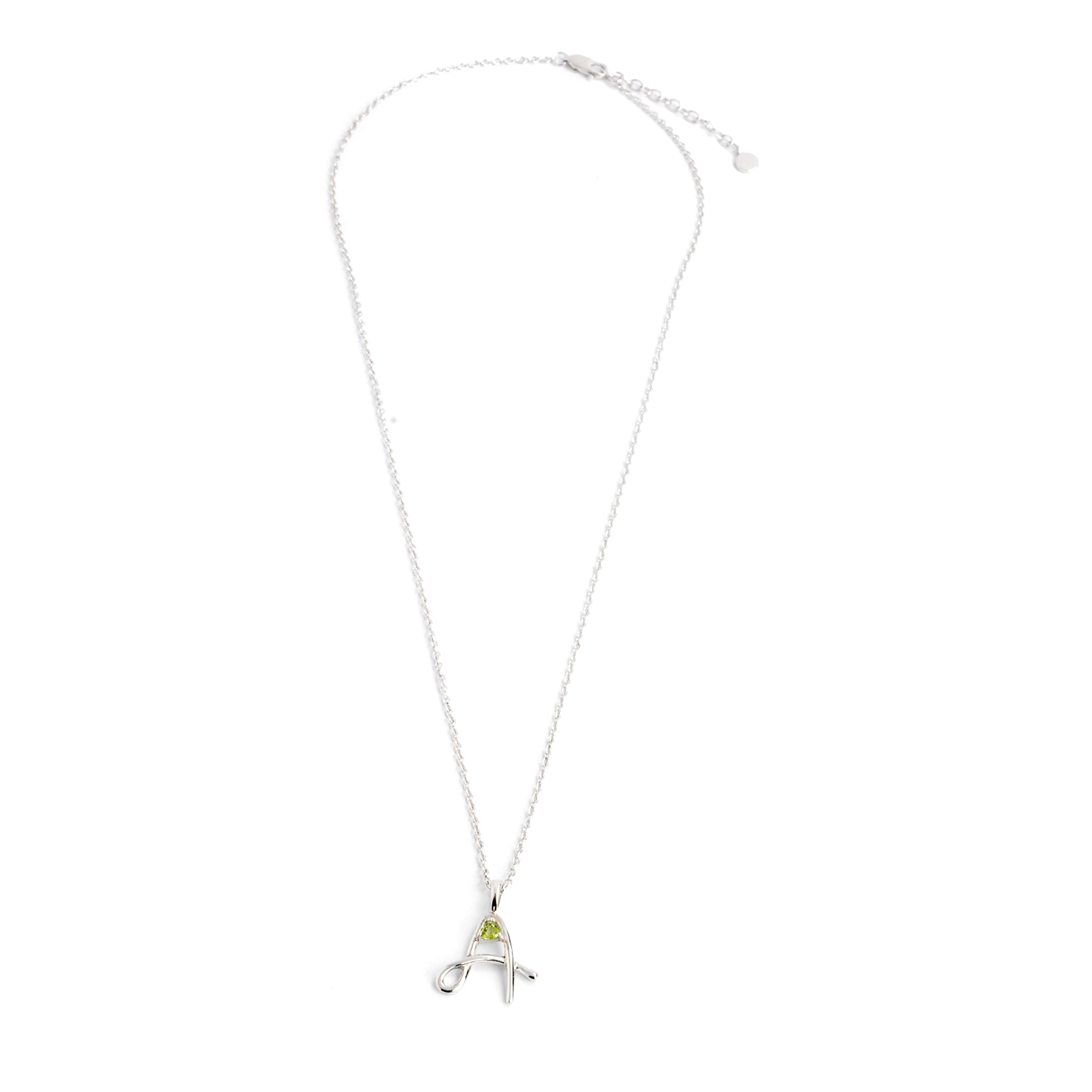 Alphabet "A" sterling silver pendant chain Ishna