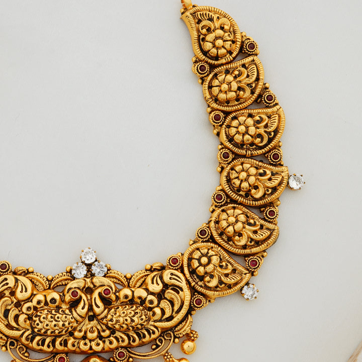Annam Temple Jewellery Design Necklace with Floral Accents