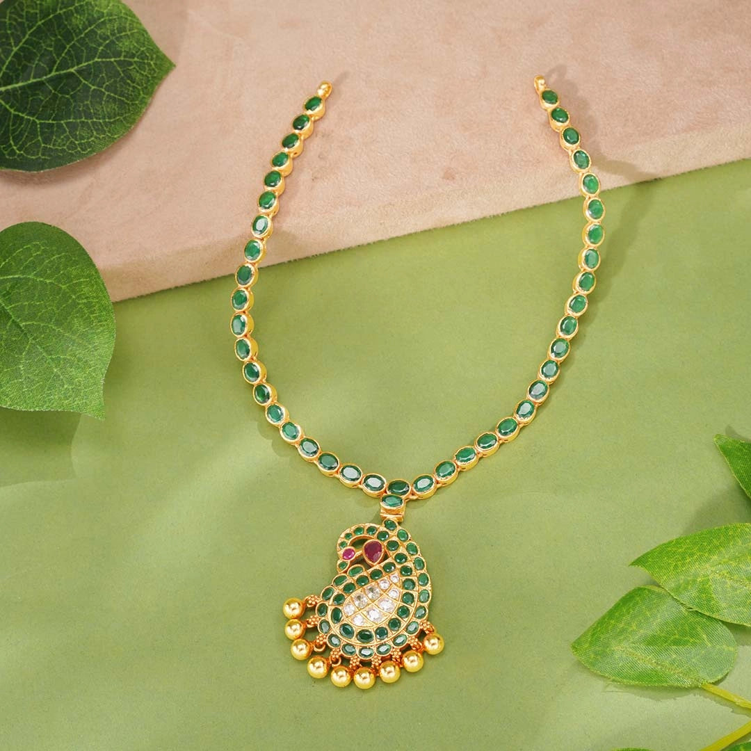 Antique Emerald Leaf Necklace Ishna