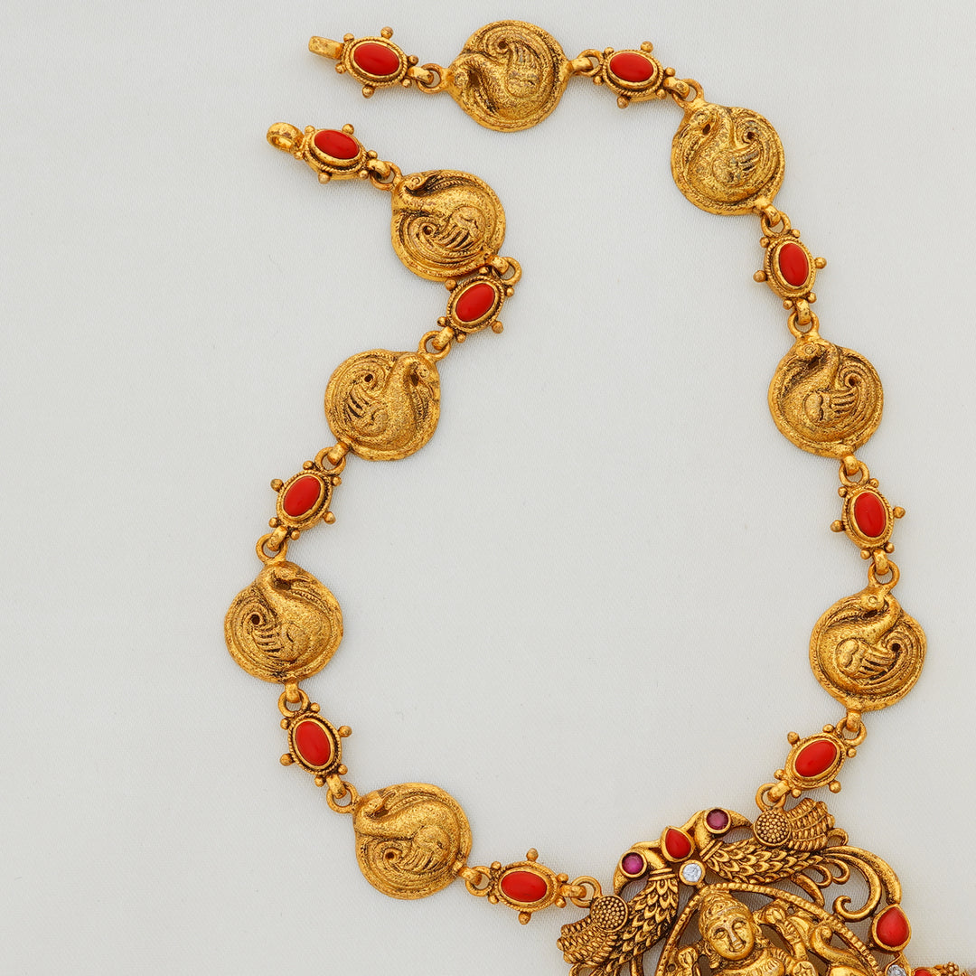 Antique Gold-Plated Temple Jewellery with Coin and Bead Design