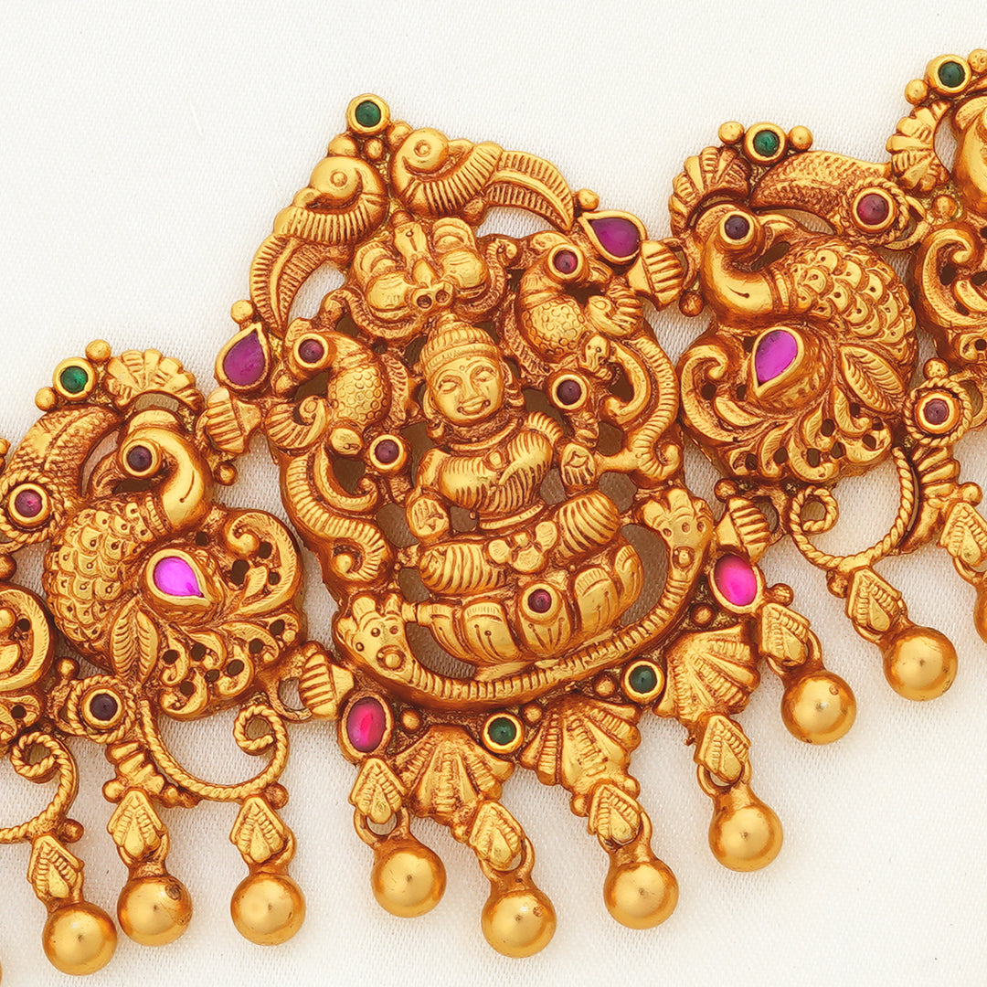 Antique Gold Choker with Lakshmi Idol Centrepiece