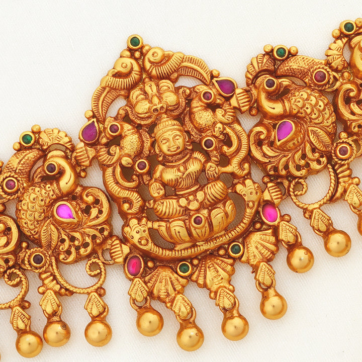 Antique Gold Choker with Lakshmi Idol Centrepiece