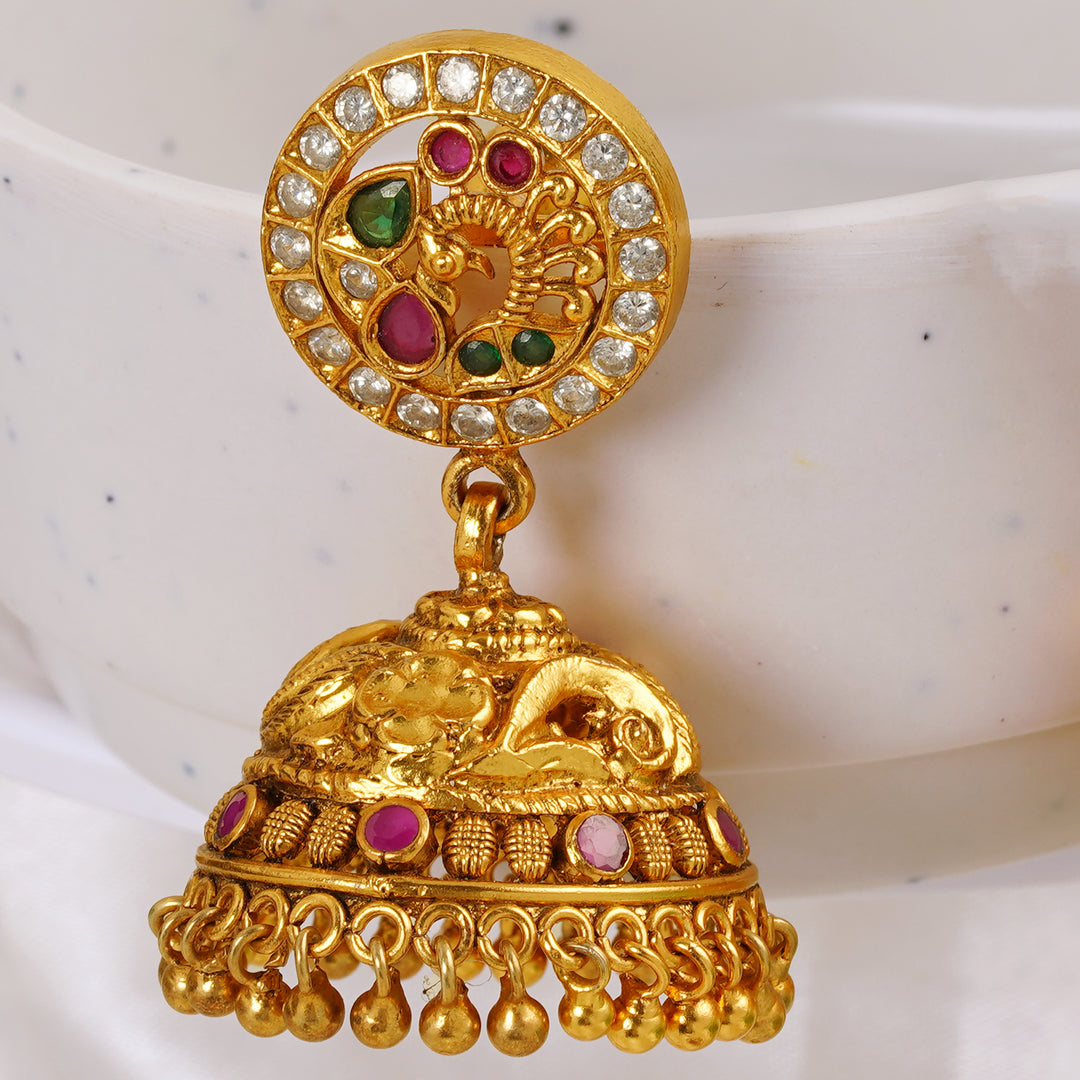 Antique Gold Finish Traditional Earrings