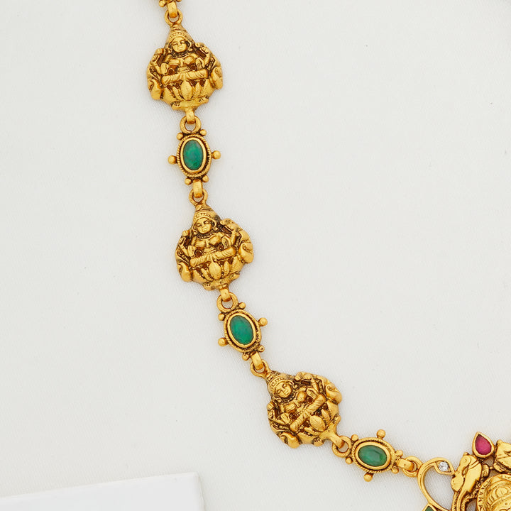Antique Gold Temple Jewellery with Lakshmi Design