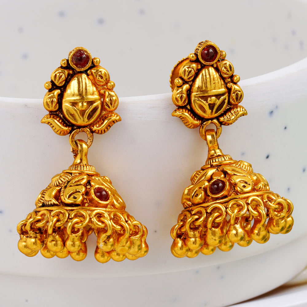Antique Gold Traditional Jhumka Earrings