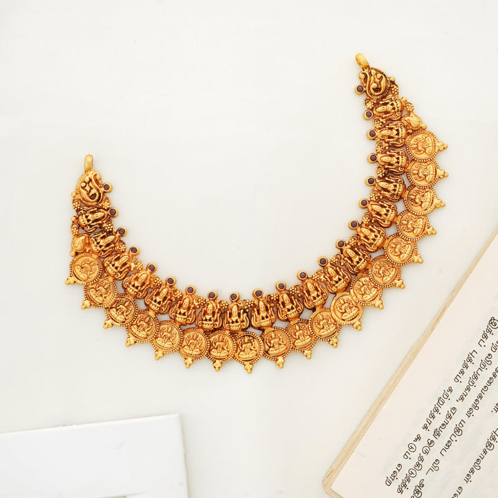Antique Lakshmi Kasu necklace with traditional gold coin motifs