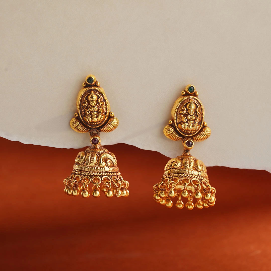 Antique Lakshmi Motif Jhumka Earrings Ishna